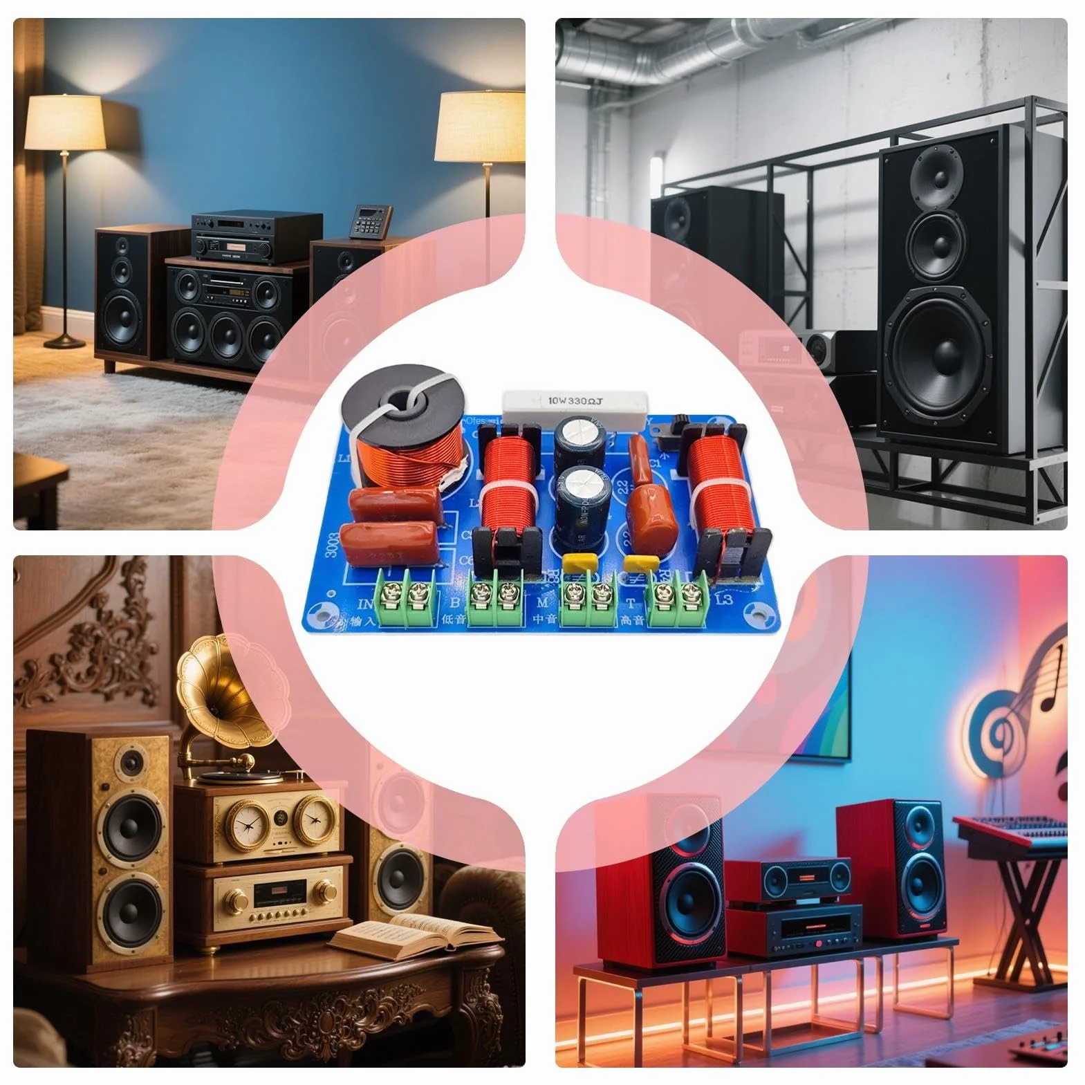 Crossover de fréquences de Haut-Parleur, Filtre Compact pour Haut-parleurs Audio, séparateur de fréquence Compact multivoies Haute Performance pour Une optimisation de la clarté Lors de la