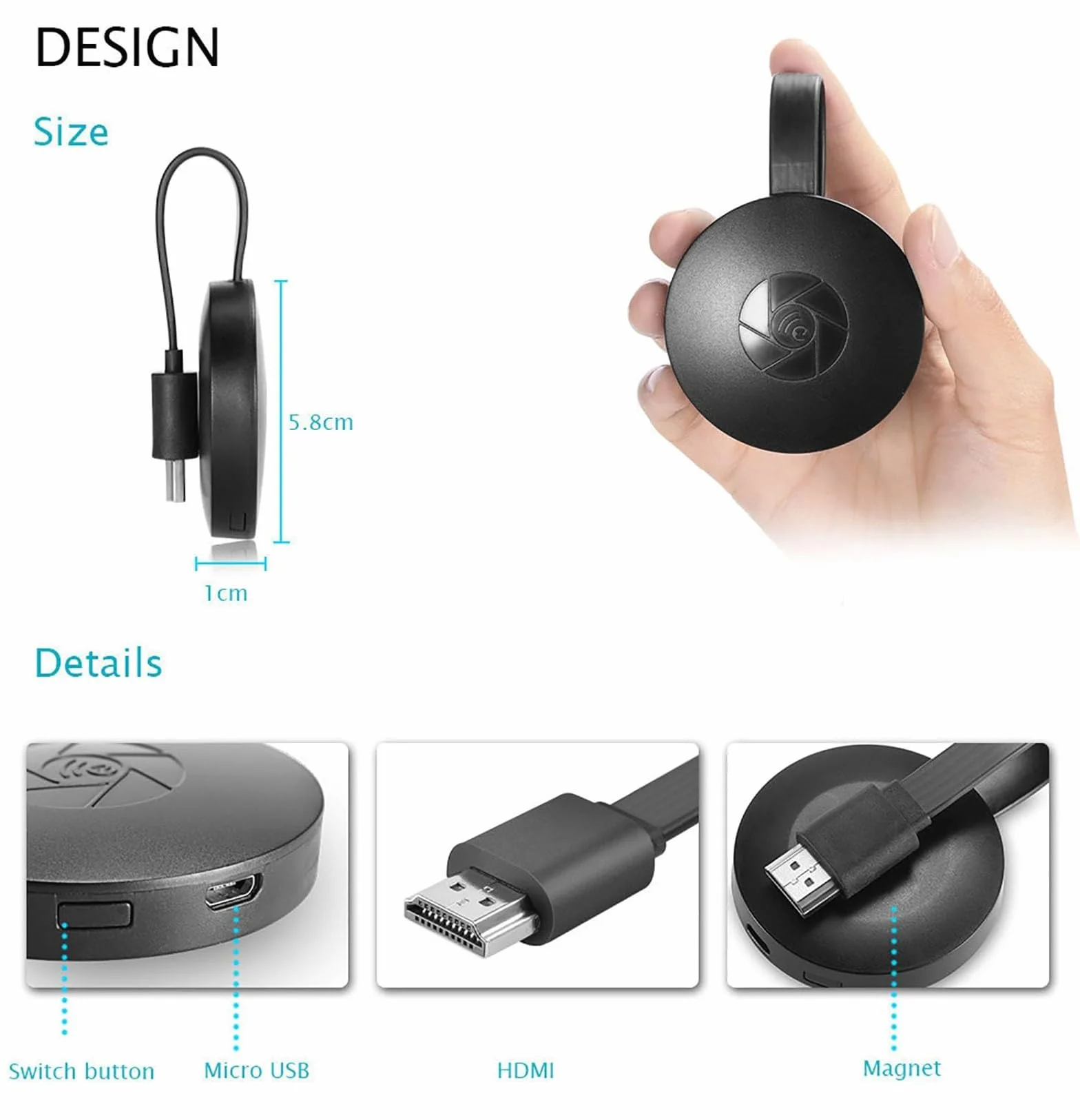 Boîtier TV Adaptateur HDMI Projecteur d'écran sans Fil PC vers TV Streaming sans Fil