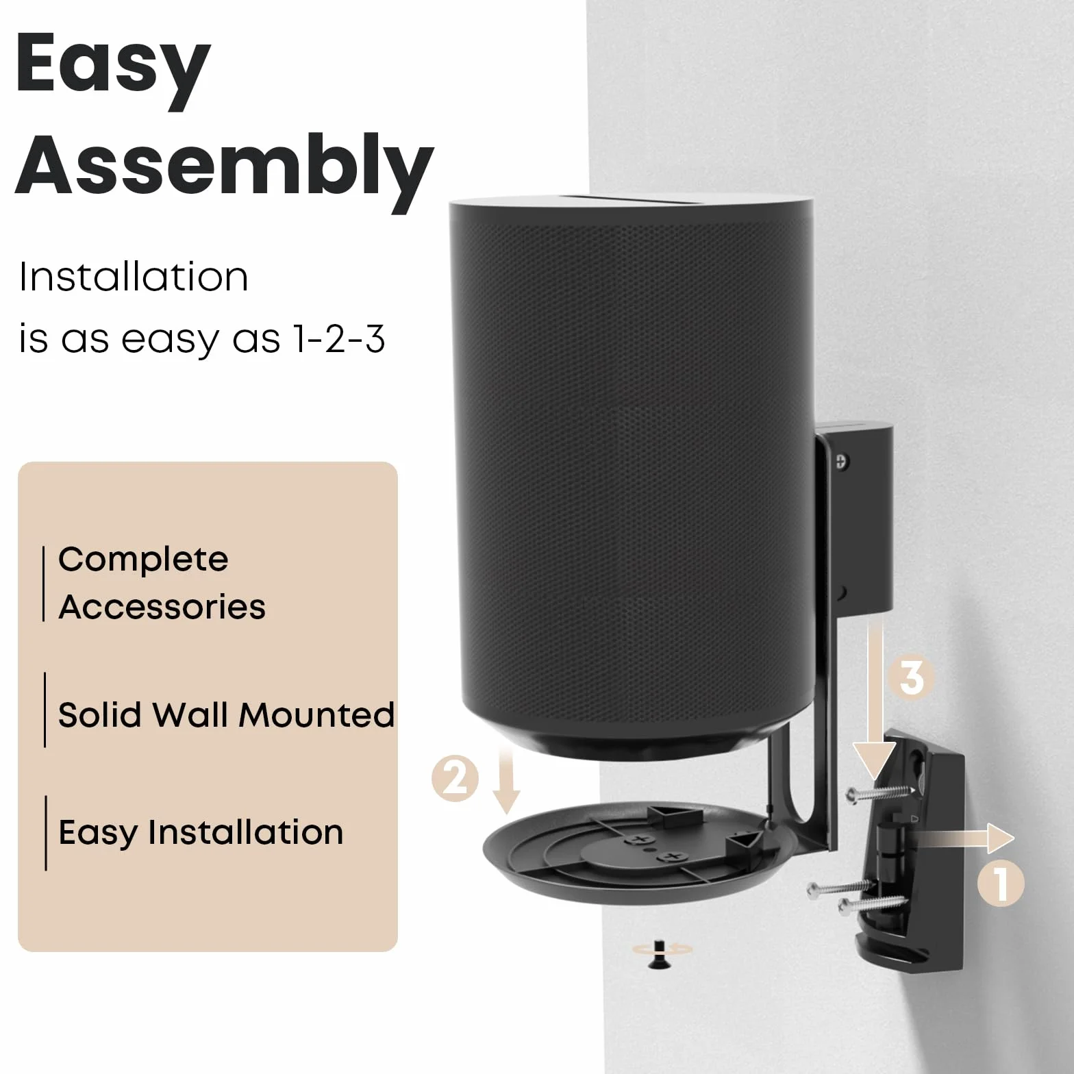 PUTORSEN Support Mural pour Sonos Era 100, Support Enceinte Murale Inclinable Orientable pour Un Meilleur Plaisir Audio,Gestion des Câbles,Supporte Jusqu'à 3 kg(1 Support,Noir)