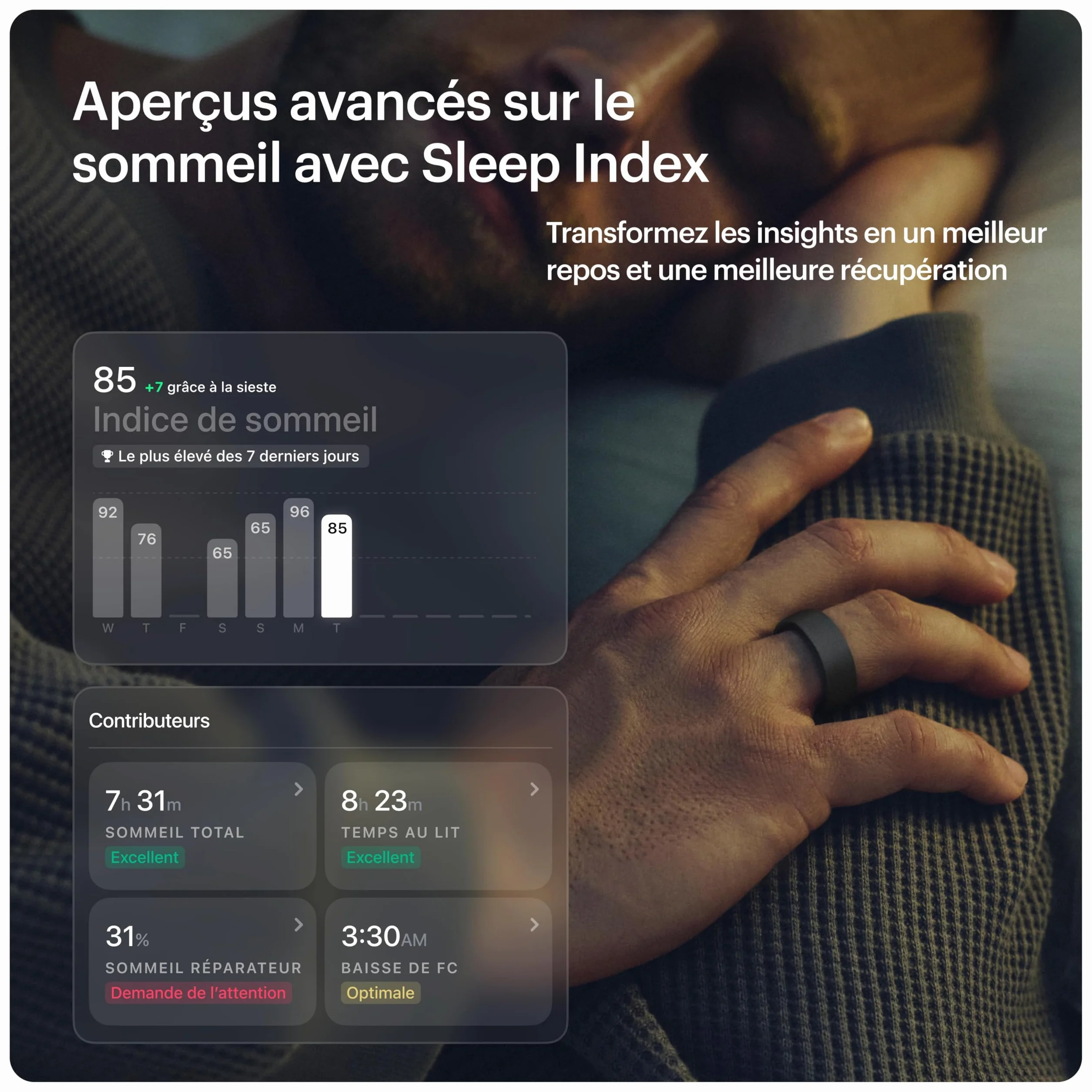 ULTRAHUMAN Ring AIR – Bague connectée suivi santé, kit mesure taille, suivi sommeil, bague intelligente