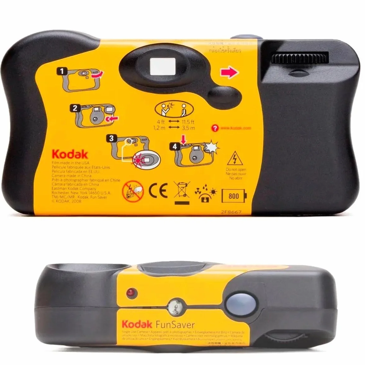Appareil Photo Jetable KODAK FUNSAVER - 27 poses ( 800 Iso ) avec Flash Incorporé - Usage Sortie et Mariage
