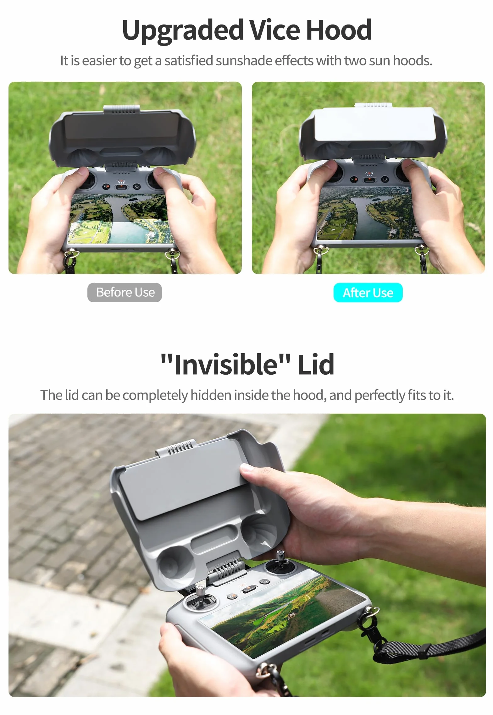 Gdraco Pare-soleil pour télécommande DJI RC avec lanière Protection solaire pour DJI Mini 3/3 Pro/Air 2S/Mavic 3/3 Pro/3 Classic/3 Cine