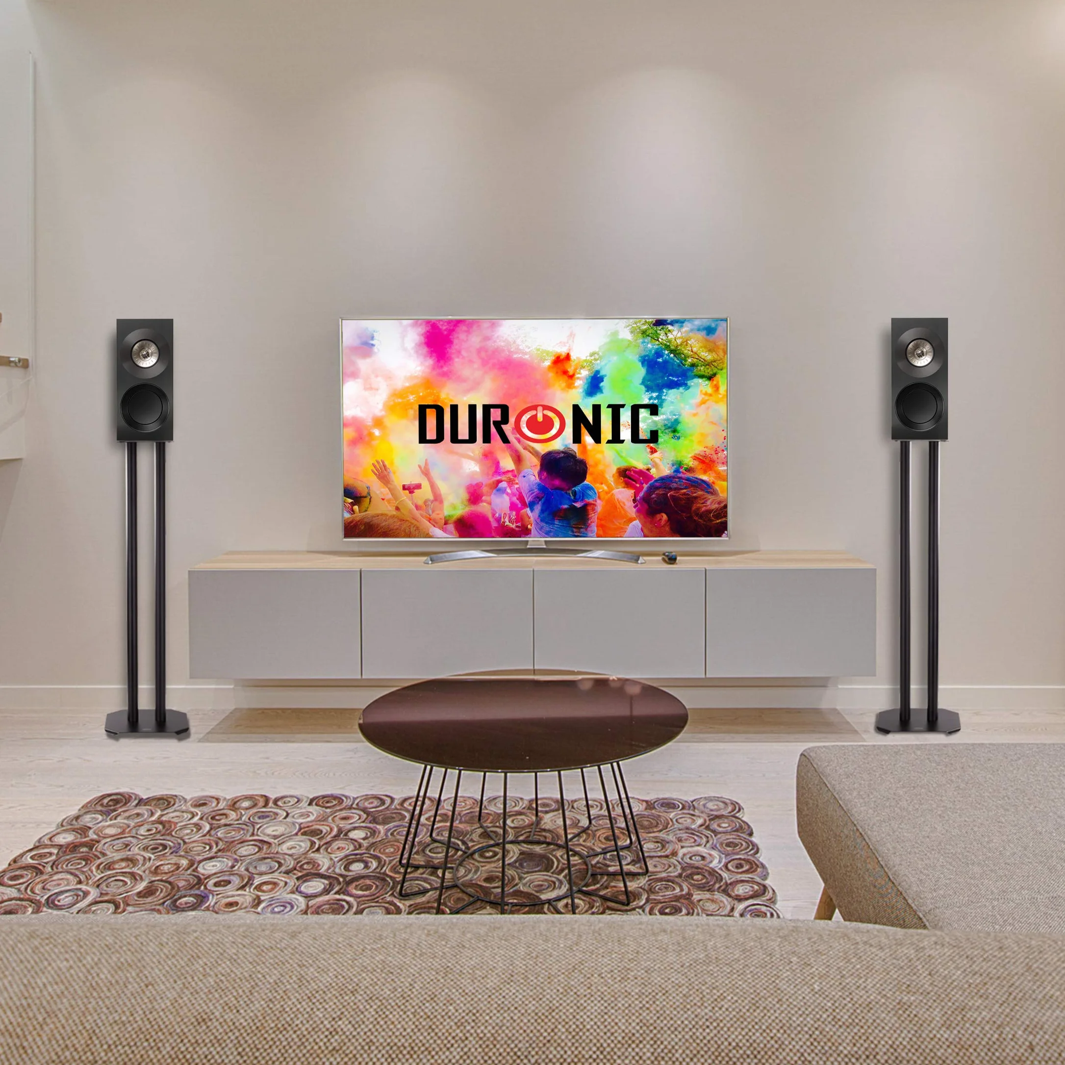 Duronic SPS1022 /80 Paire de Pieds d'Enceintes - 80 cm de Hauteur - Lestable avec du Sable - Cônes pour réduire Vibrations - Compatibilité Universelle Haut-parleurs Hi-FI/Stéréo/Home Cinema 5.1