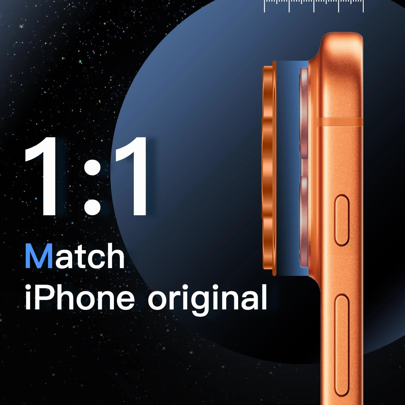 JETech Protecteur d'Objectif de Caméra pour iPhone 17 Pro Max 6,9 Pouces, Couverture Complète en Verre Trempé 9H Anneau, Plaque Métallique Mat, Compatible avec la Coque, Lot de 1 (Orange)