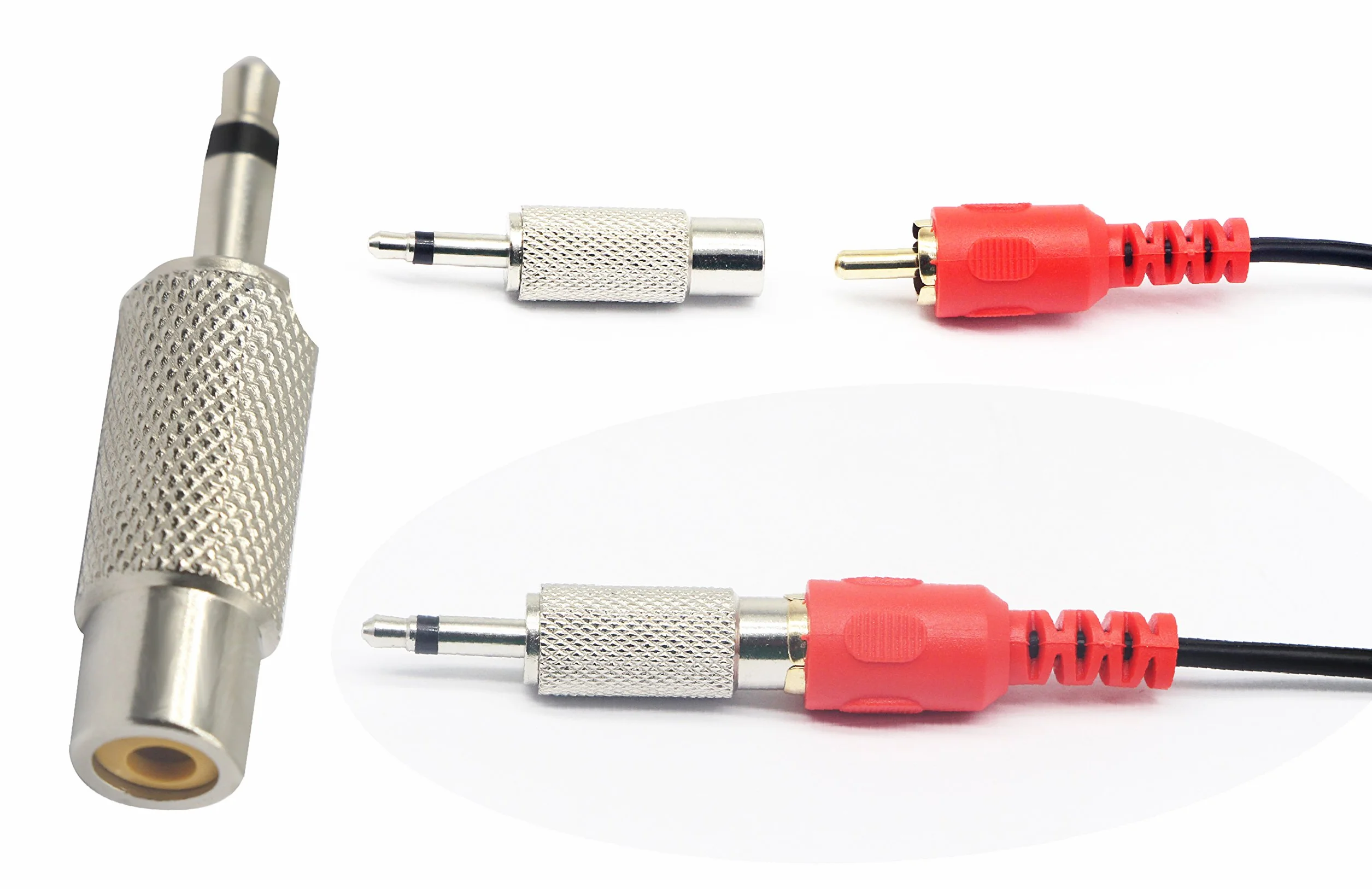 Adaptateur RCA vers 3,5mm Audio TS, connecteur 2pôles mâle vers RCA Femelle, Compatible Haut-parleurs, téléphones, mp3, Argent 2 pièces