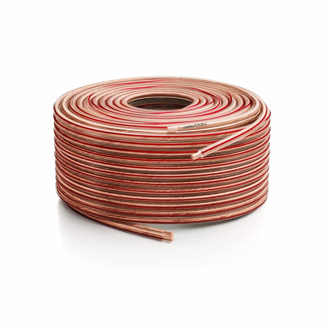 deleyCON 10m Câble Haut-Parleurs 2x 2,5 mm² - Pur Cuivre OFC - Audio pour Enceintes HiFi & Surround - Repérage des Polarités - Transparent
