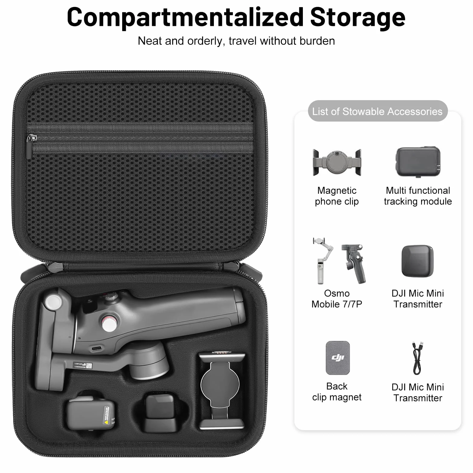 Étui Sac pour DJI Osmo Mobile 7P/8, Sac de Rangement Portable Compact pour DJI Osmo Mobile 7/7P/8 Vlog Combo