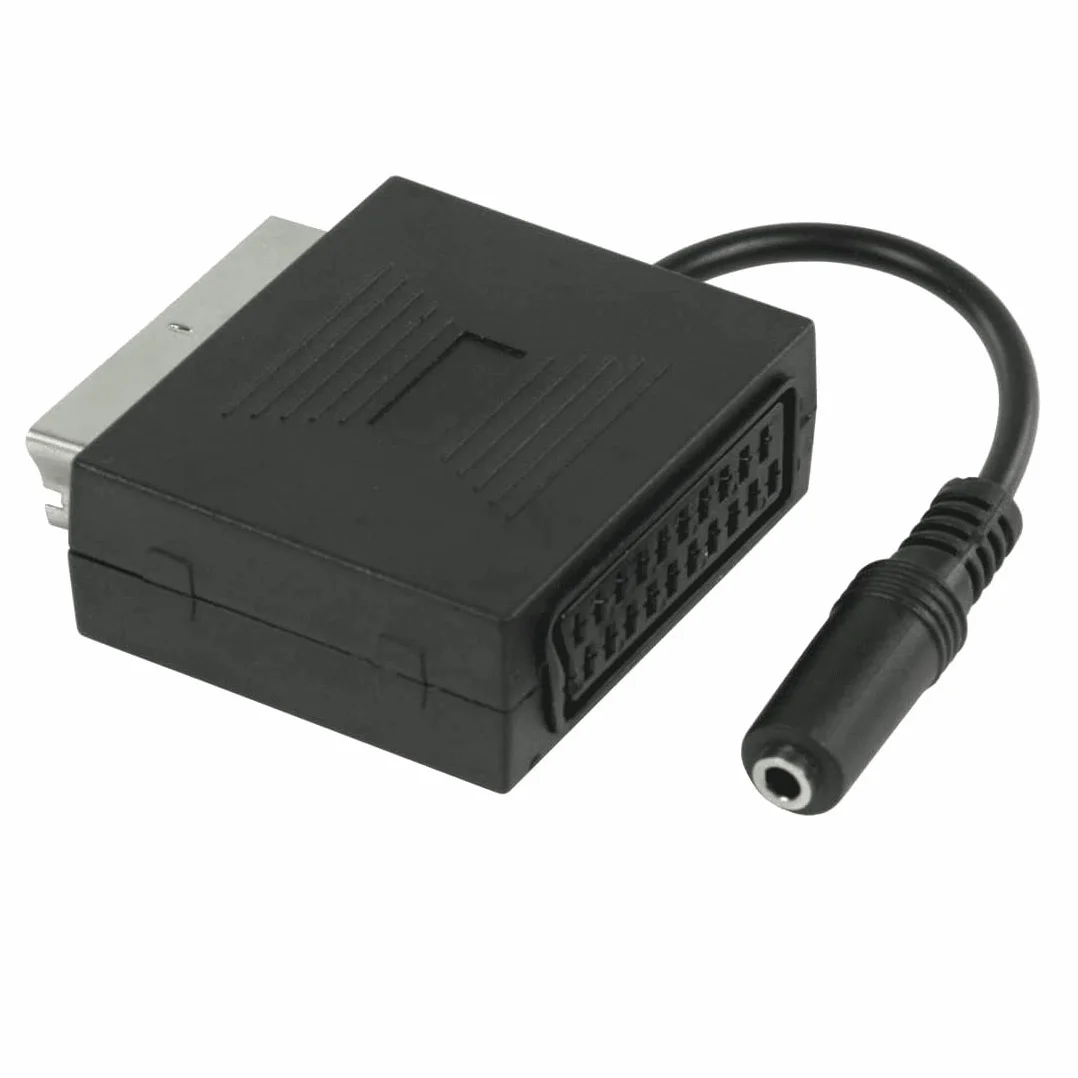 Péritel avec jack femelle de 3,5 mm (avec fonction enceinte TV, péritel sans arrêt du son stéréo de la TV), Noir