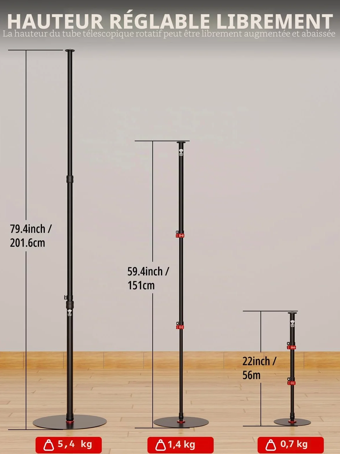 IFOOTAGE Cobra 2 RB-A400 Monopode Professionnel en Aluminium pour Appareil Photo,Monopode de Studio,Base Lestée et Hauteur Réglable,Support de Sol,Support D'éclairage,Diamètre de la Base : 40 cm