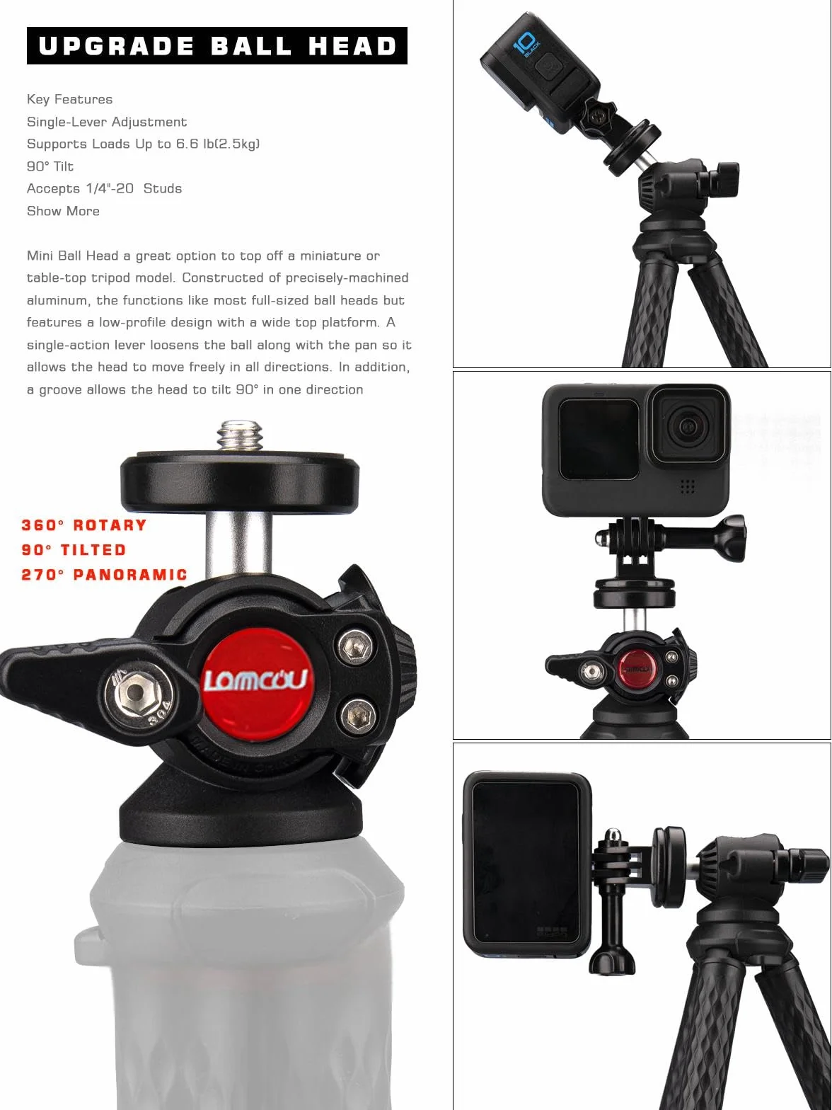 Lammcou Trépied Smartphone Flexible Mini Trepied Appareil Photo Go Pro Gorilla Octopus Trepieds Reflex Portable Voyage pour Vlogging Caméra DSLR Mini Tripod