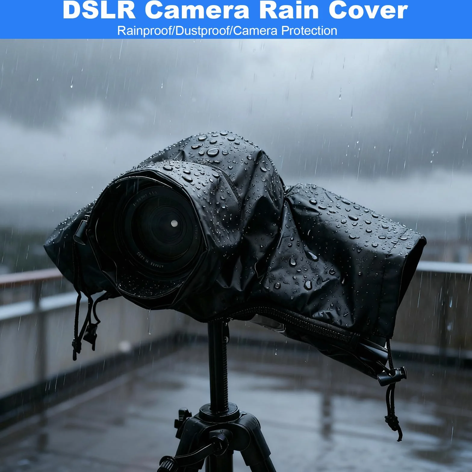 Housse de pluie imperméable pour appareil photo reflex numérique avec fenêtre transparente