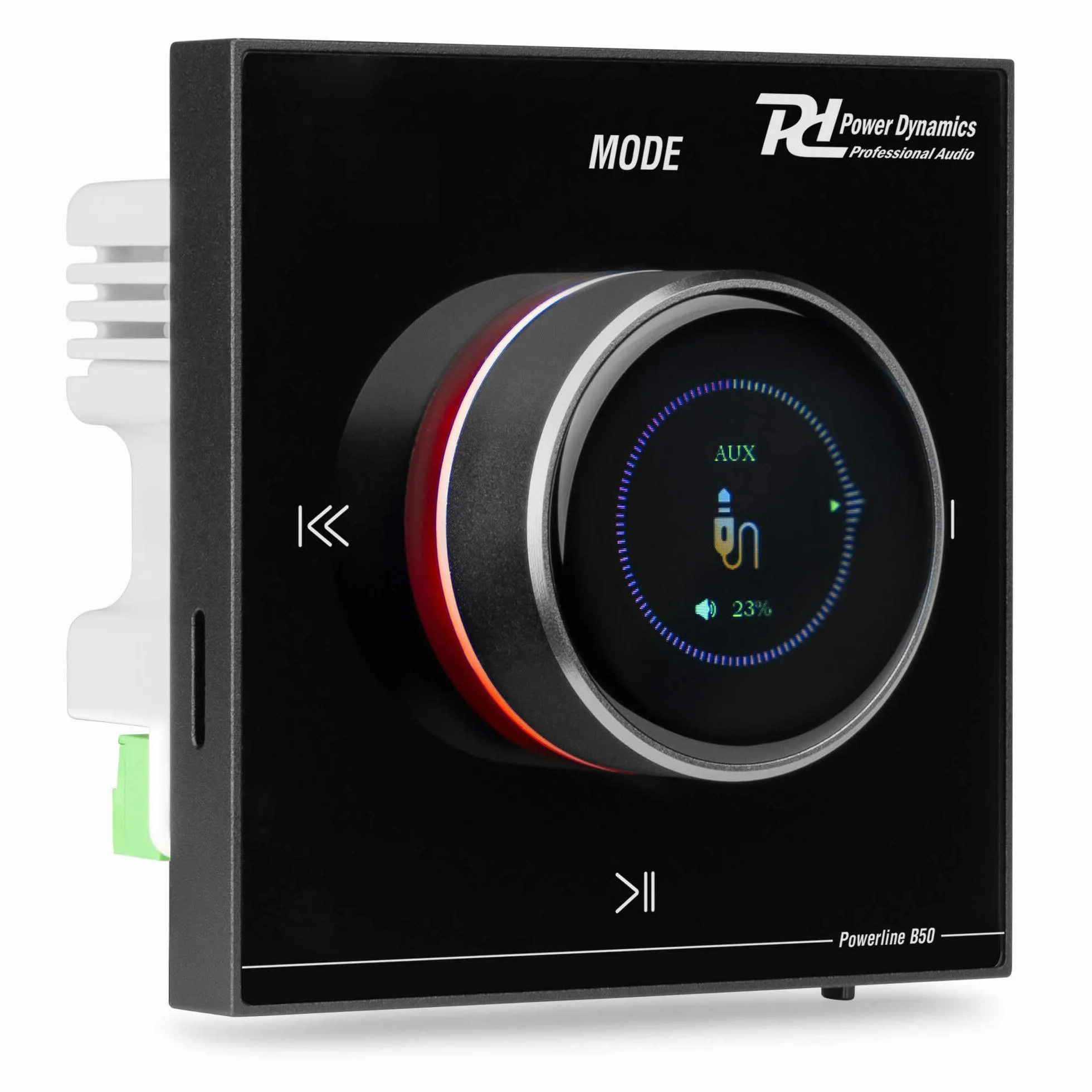 Power Dynamics Powerline B50BSet Amplificateur Mural Stéréo 2x25W Noir avec 2 Enceintes de Plafond 6,5" Blanches, Installation Discrète, Idéale Maison et Pro