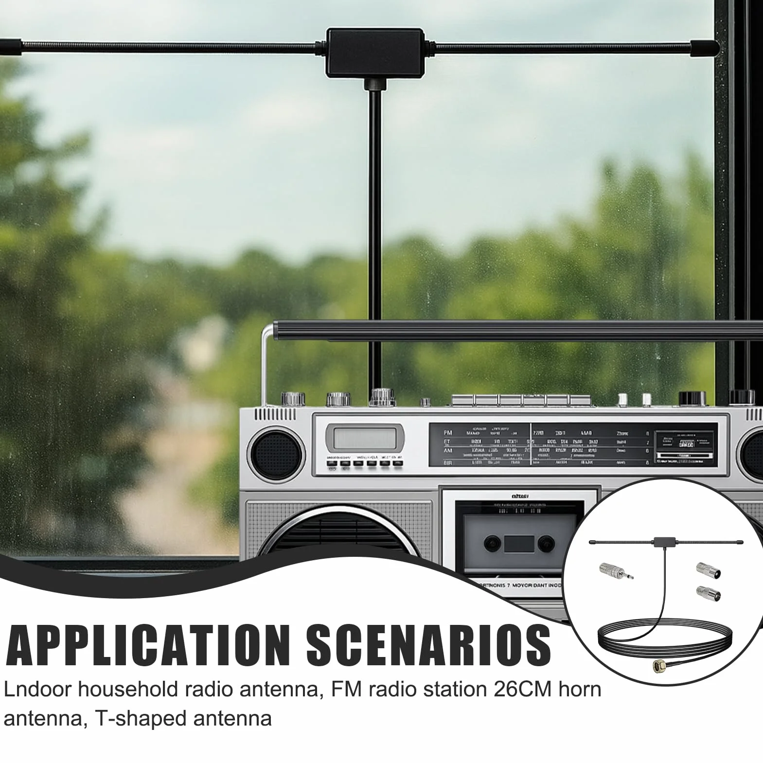 Antenne FM DAB Radio 75 Ohms Dipôle avec Connecteur Type F, 3M Câble, Compatible Bose Wave