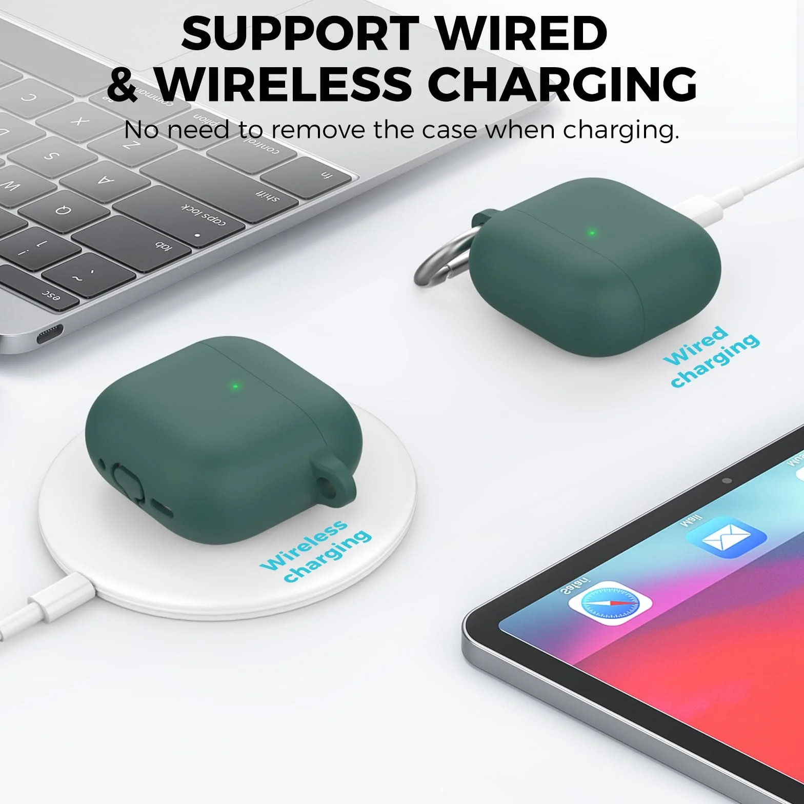 AhaStyle Coque AirPods 4 (2024) Silicone Kit Nettoyage Étui Protection Anti-Rayures Supportant Recharge USB-C sans Fil
