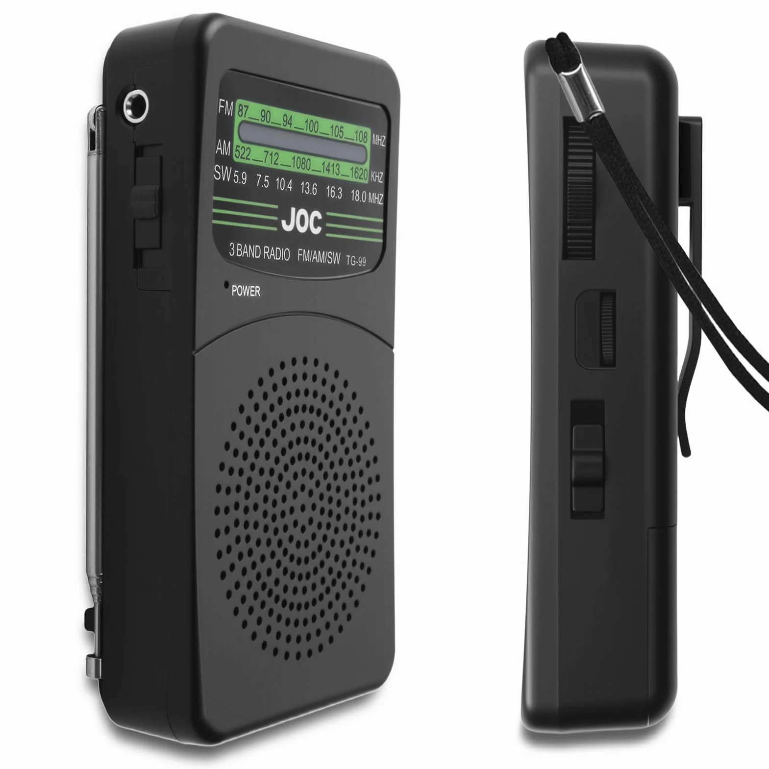 Radio Portable AM/FM/SW Mini à Piles AA avec Lampe Torche, Écouteurs, Cadeau Fête des Pères
