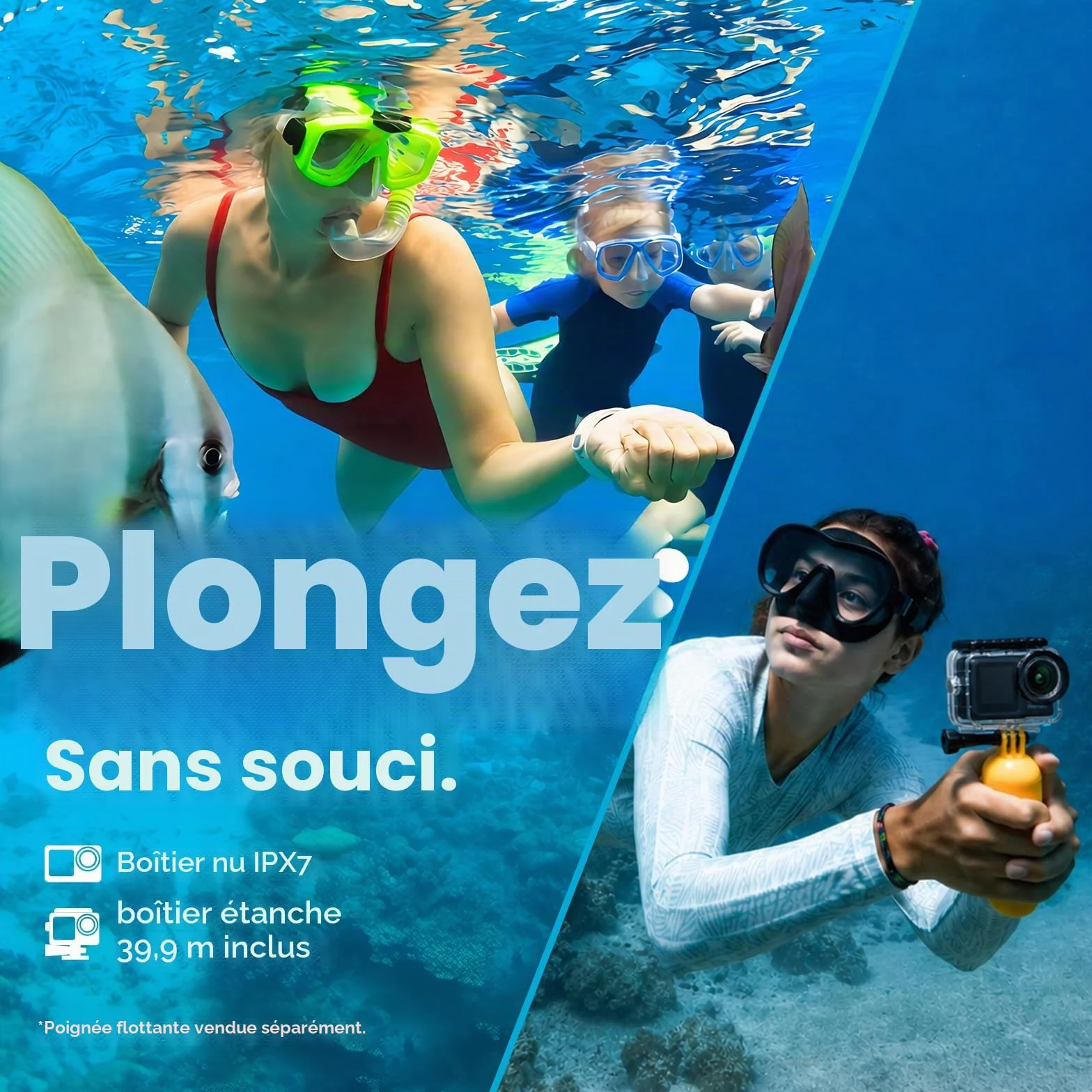 AKASO Brave 7 Caméra Sport 4k 30FPS 20MP WiFi 40M Plongée Écran Tactile IPX7 EIS 2.0 Double Écran 128 Go