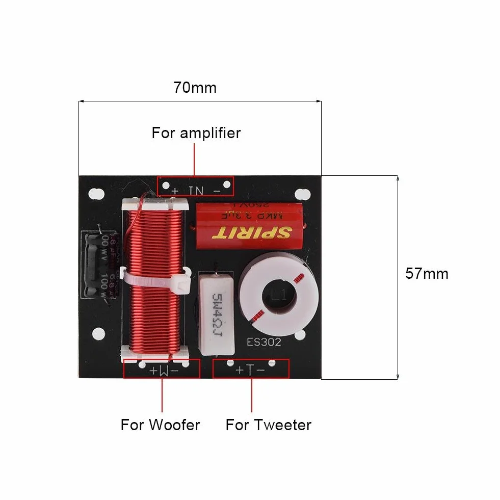 Président Fréquence Diviseur Conseil 2 Voies Aigus/Basse Hi-FI Audio Filtre DIY Module
