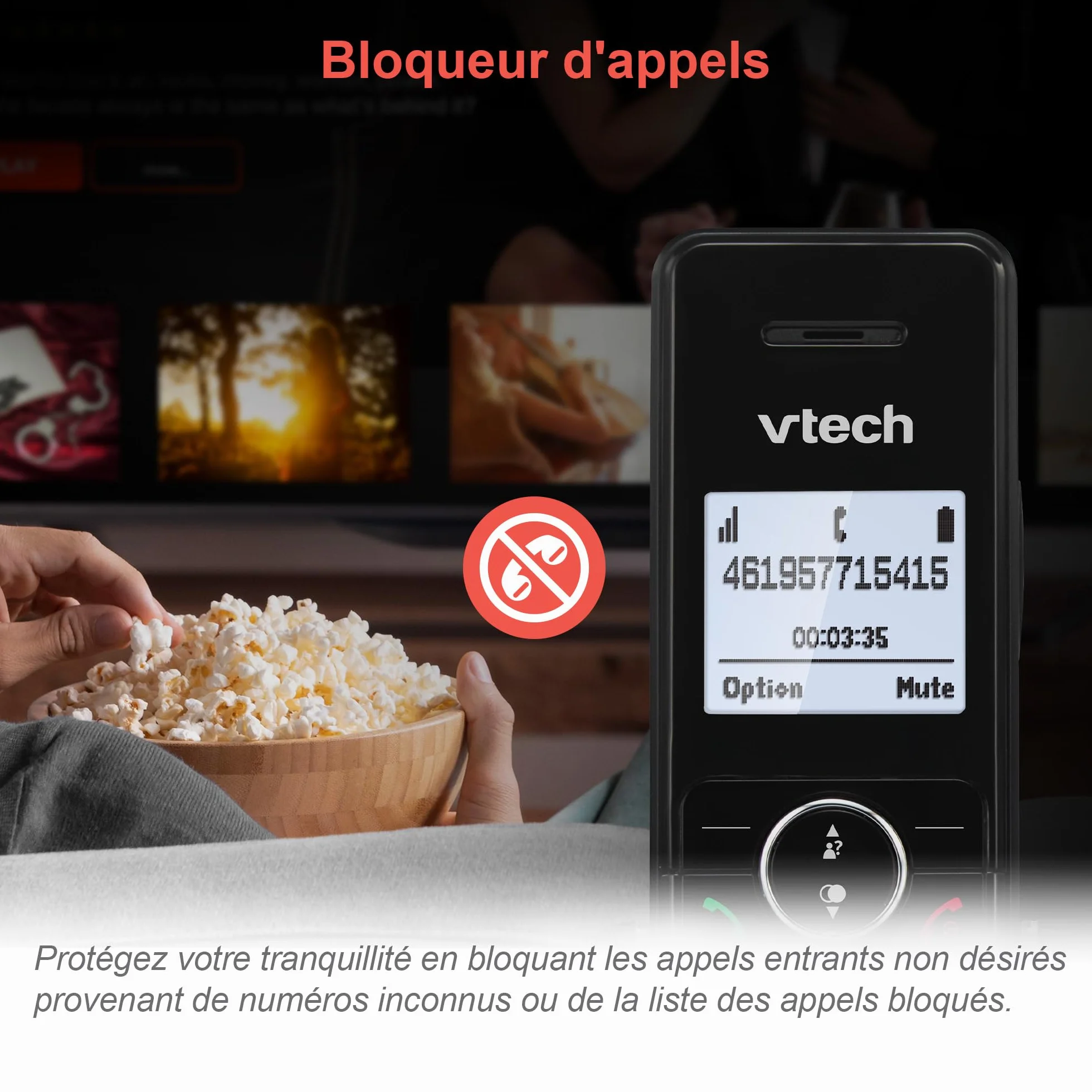 VTech MS3050 Téléphone Fixe sans Fil DECT avec Blocage d'appel, répondeur, Identification de l'appelant/Appel en Attente, amplificateur de Volume, Haut-Parleur Mains Libres, numérotation Rapide