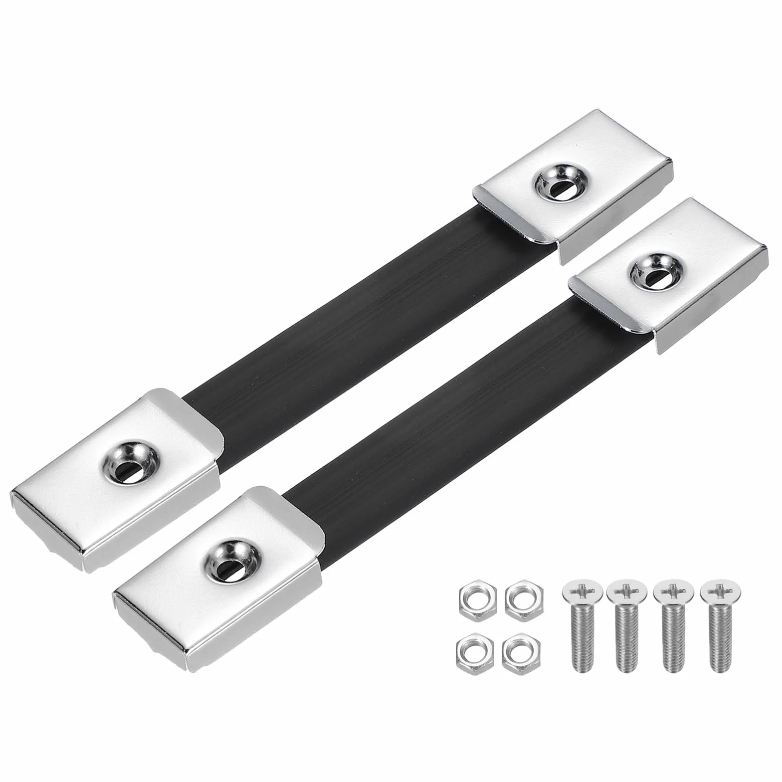 PATIKIL Poignée de Remplacement 6,3 Pouces, 2 Pièces Poignée de Sangle en Caoutchouc pour Enceintes d'Amplificateurs avec Embouts Métalliques et Accessoires de Fixation, Ton Argent