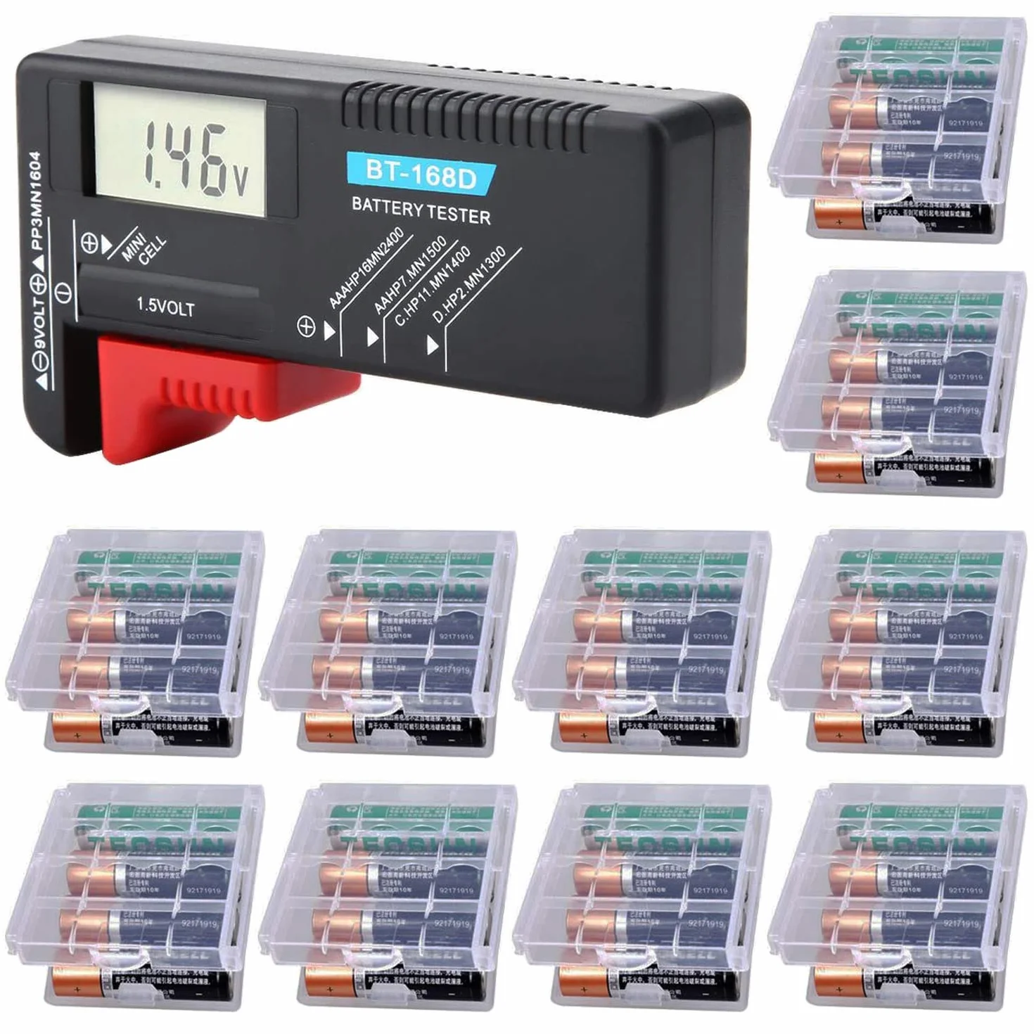 BT-168D Testeur de Batterie LCD Numérique pour Piles AA/AAA/C/D/9V et Piles Bouton
