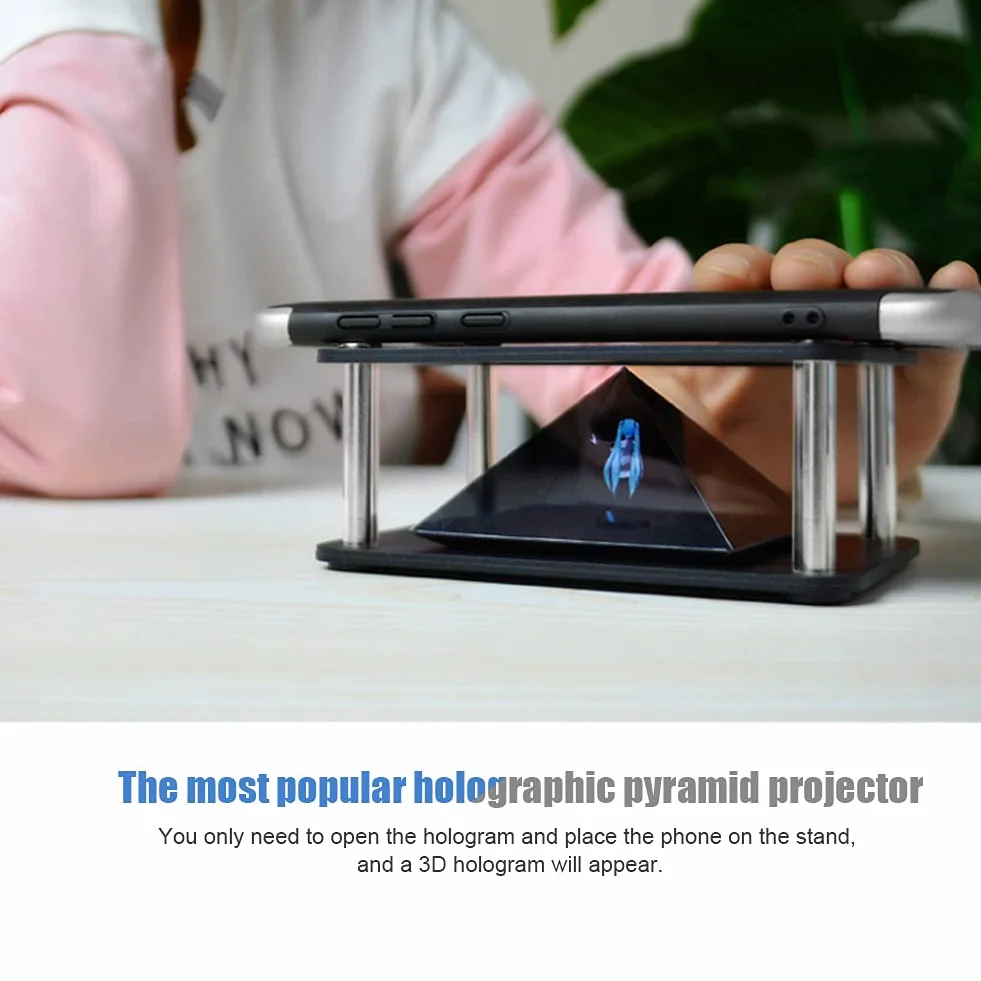 Projecteur pyramide holographique 3D pour smartphone 3,5-6 pouces, support d'affichage hologramme 360°