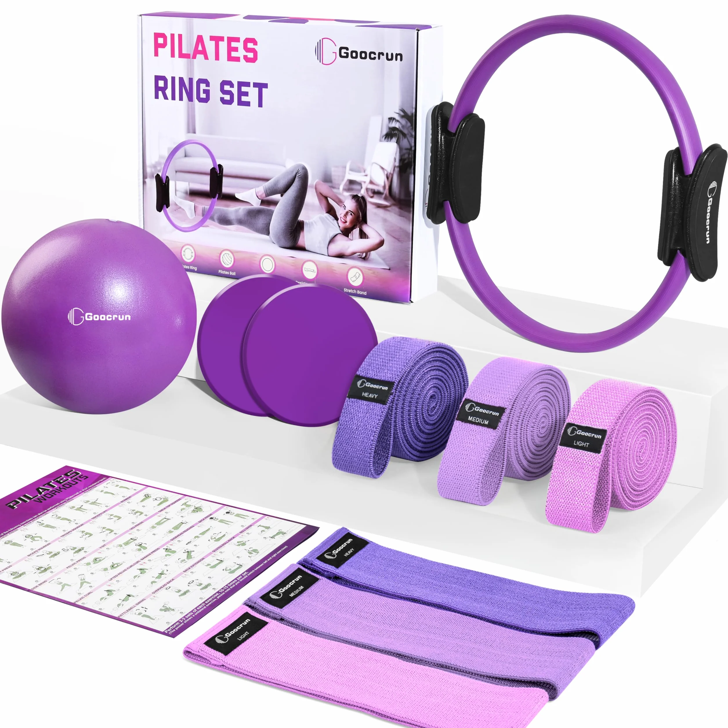 Goocrun Pilates Ring Set Exercise Equipment Resistance Bands