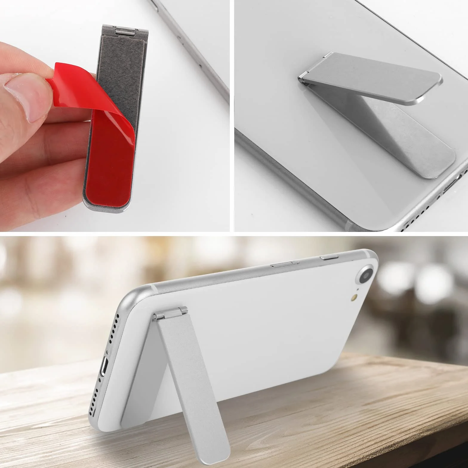 Support de téléphone pliable en aluminium réglable pour smartphones (argent)