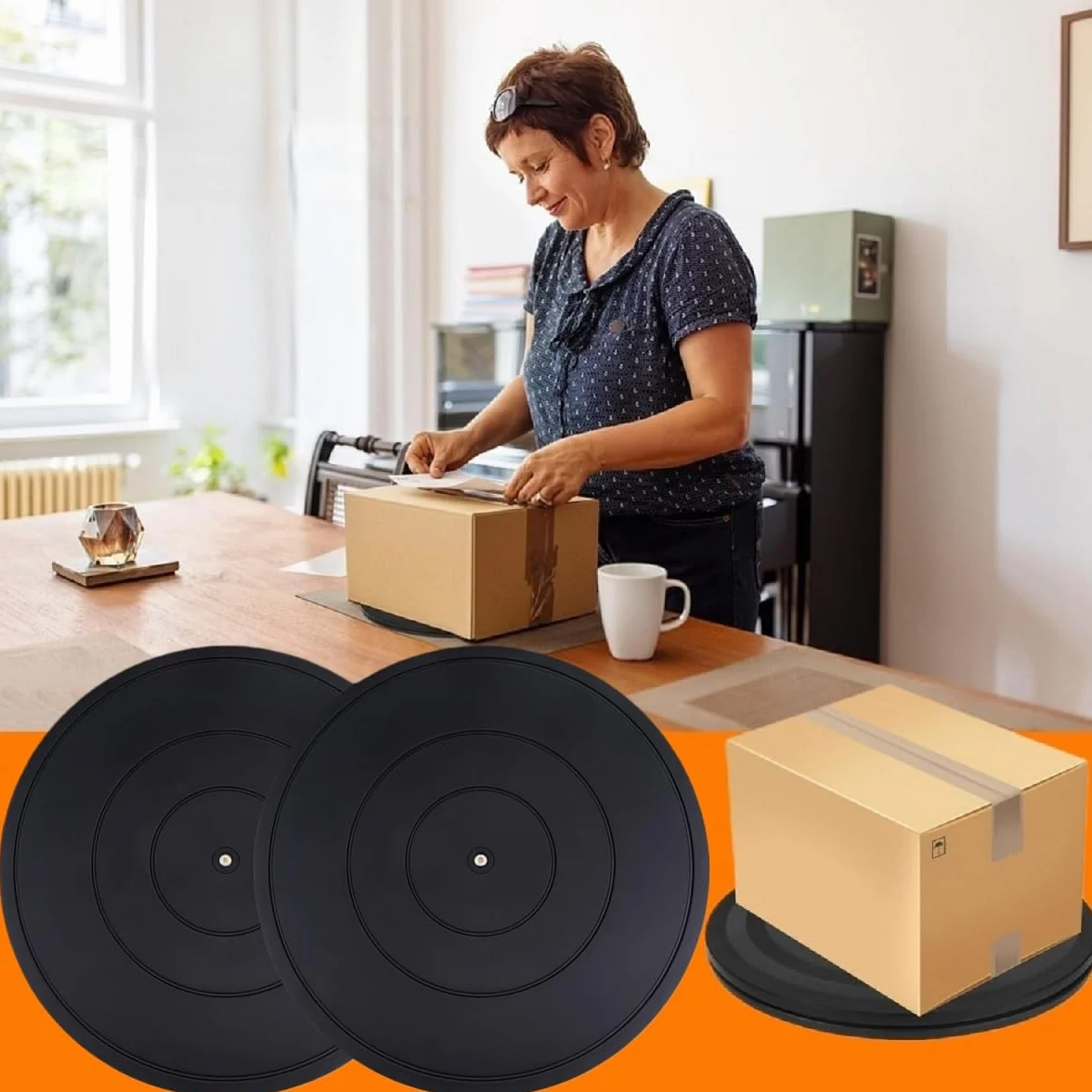 Plateau Tournant Universel,Solide Plateau Tournant à 360°,Support Pivotant Résistant,Tourne-Disque Rotatif pour Plantes en Pot Haut-Parleurs Ordinateurs Portables Moniteurs (40cm)