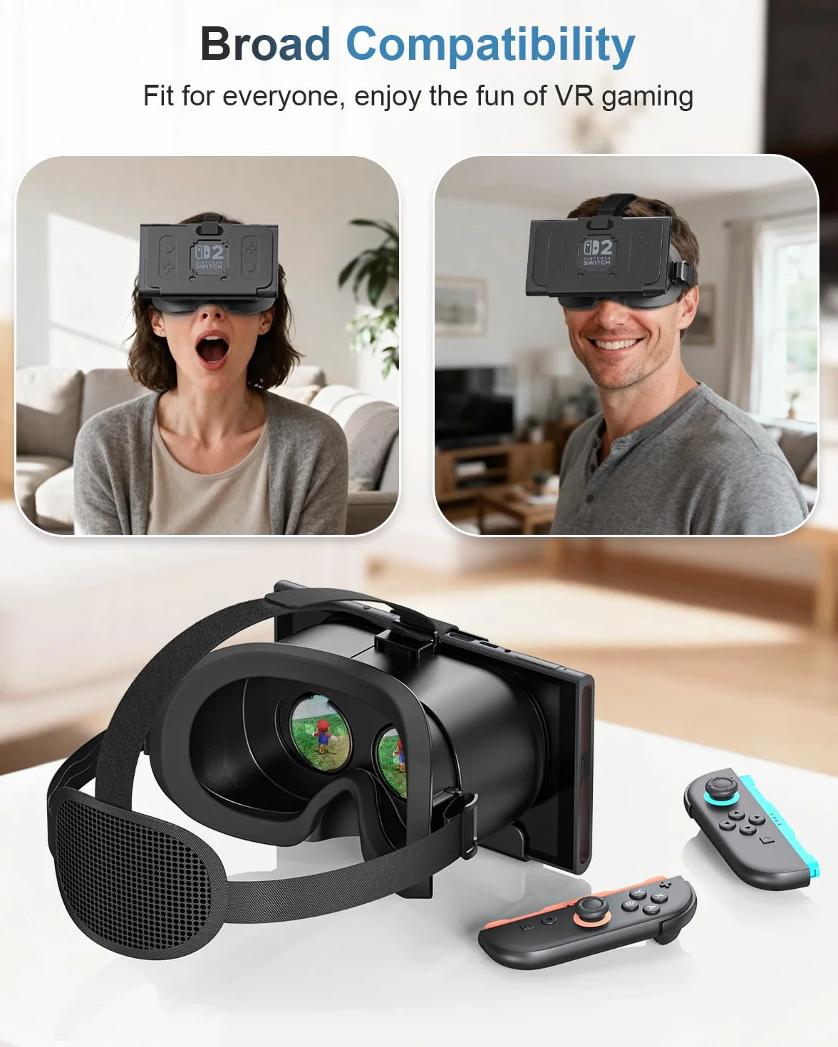 Casque VR Nintendo Switch 2 (2025) Lunettes Réalité Virtuelle Lentilles HD Réglables Sangle Confortable Noir