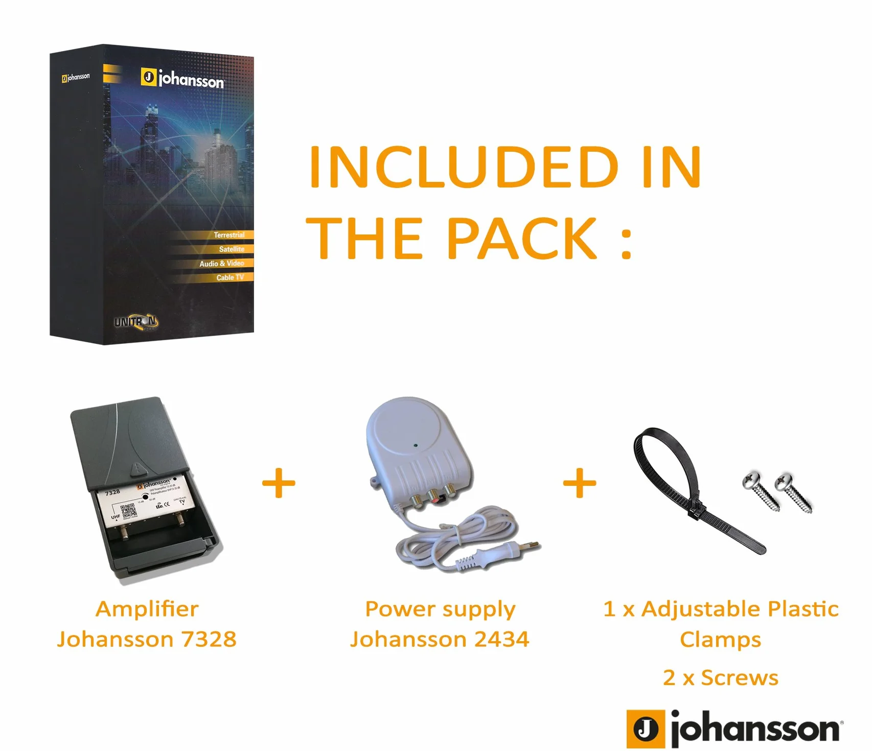Kit Préamplificateur d'Antenne TV Johansson TNT HD Filtre 4G LTE Actif UHF 15-35 dB