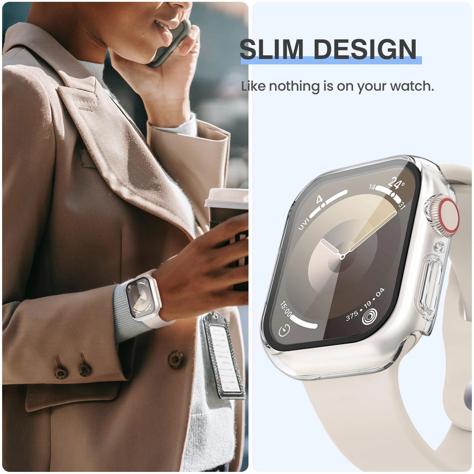 Kamita [3Pièces] Coque pour Apple Watch Série SE 3/SE 2/6/5/4 40mm, Étui de Protection avec Protecteur d'écran en Verre Trempé, PC Bumper Case Antichoc Housse pour iWatch 6/iWatch 5/iWatch4 (Clair*3)