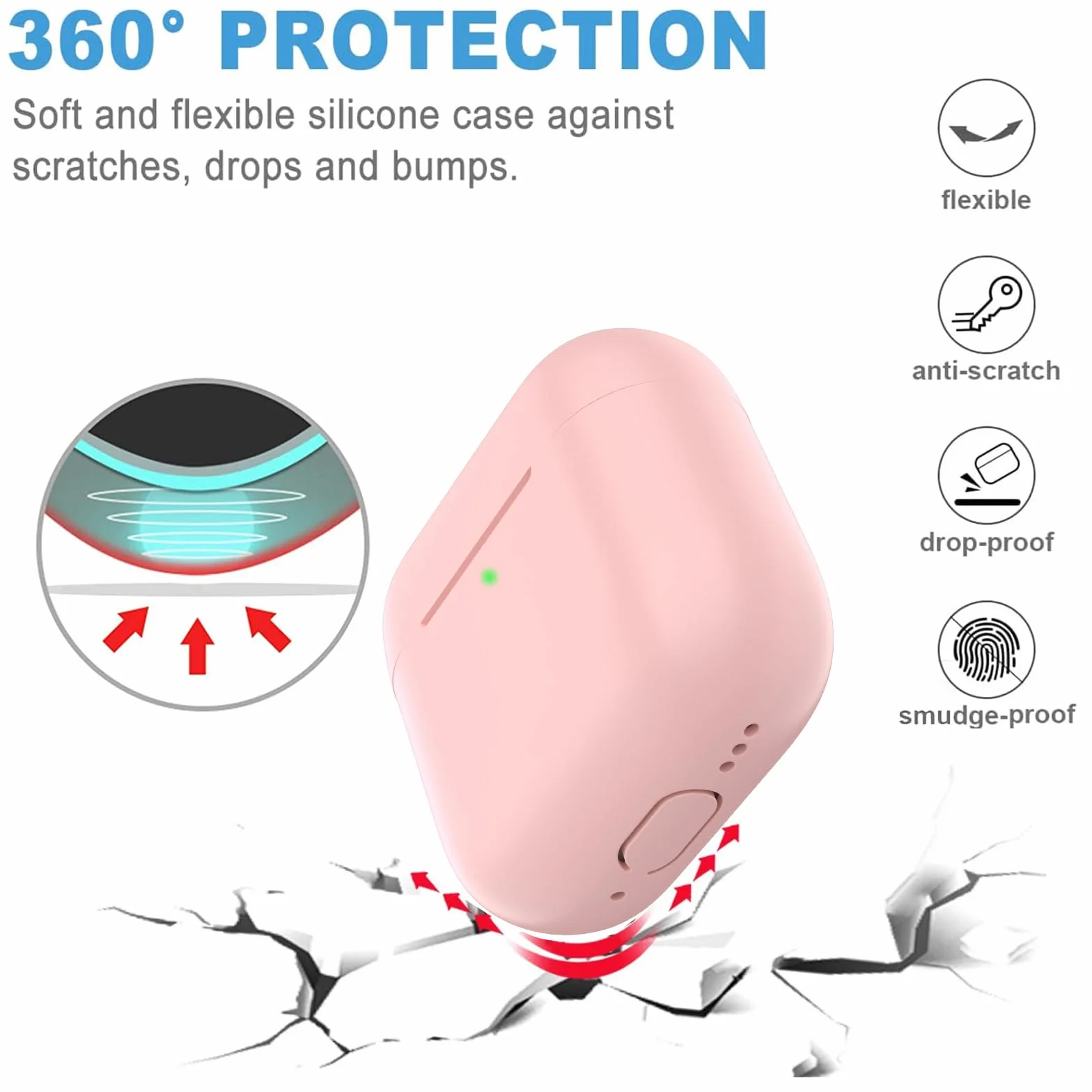 Coque AirPods 4, Étui Protection Mince Silicone AirPods 4 2024 USB-C, Rose