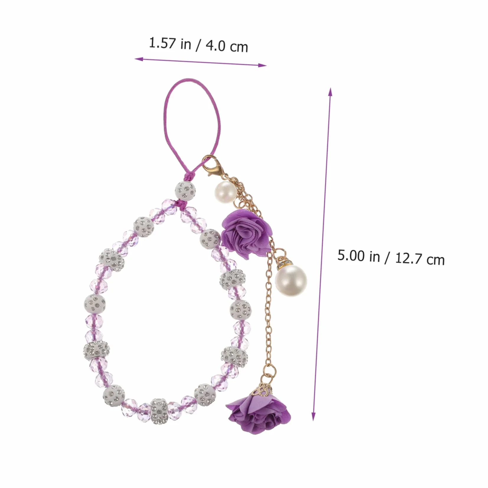 3 Pièces Pendentif Fleur Cristal pour Téléphone Portable Chaîne Décorative Lanière de Poignet Perte Accessoire Élégant pour Femmes et Filles