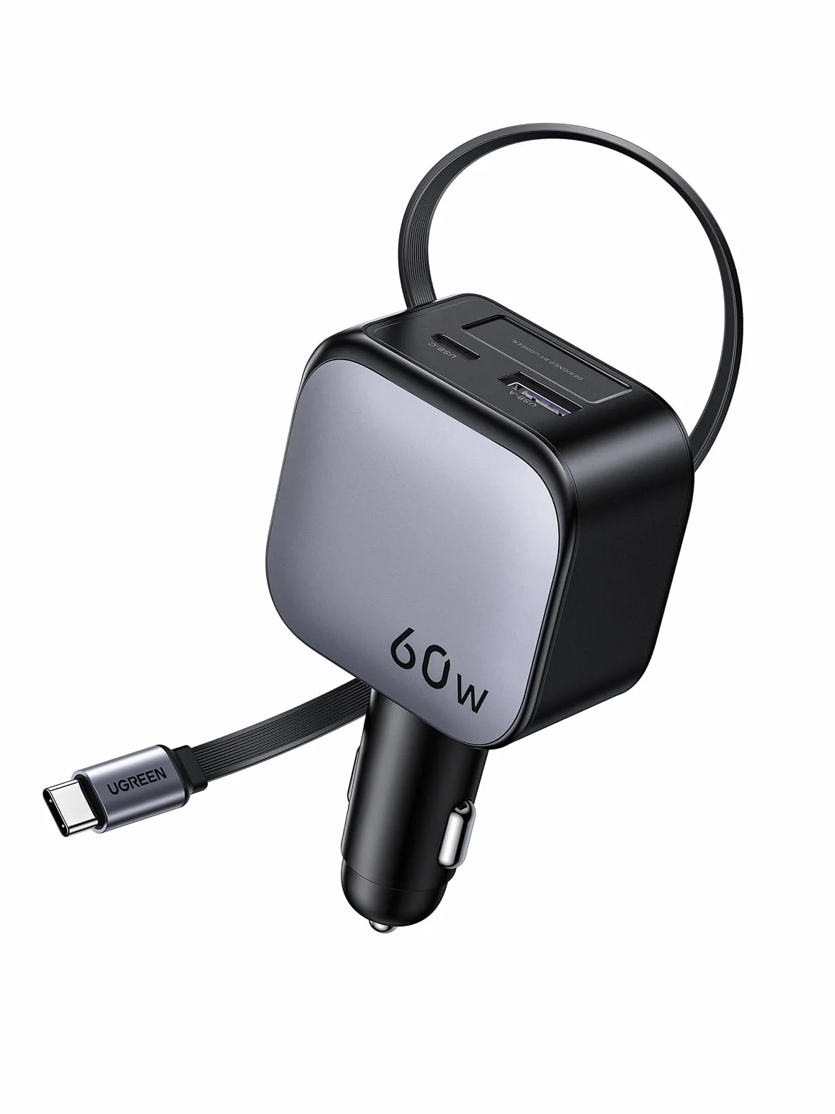 UGREEN Nexode 60W Chargeur Allume Cigare USB C Rétractable PPS PD QC 3.0 Chargeur Voiture Charge Rapide Compact Compatible avec iPhone 17 Pro Max Air 16 15 14 13 12 Galaxy S26 Ultra S25 iPad Pro Air