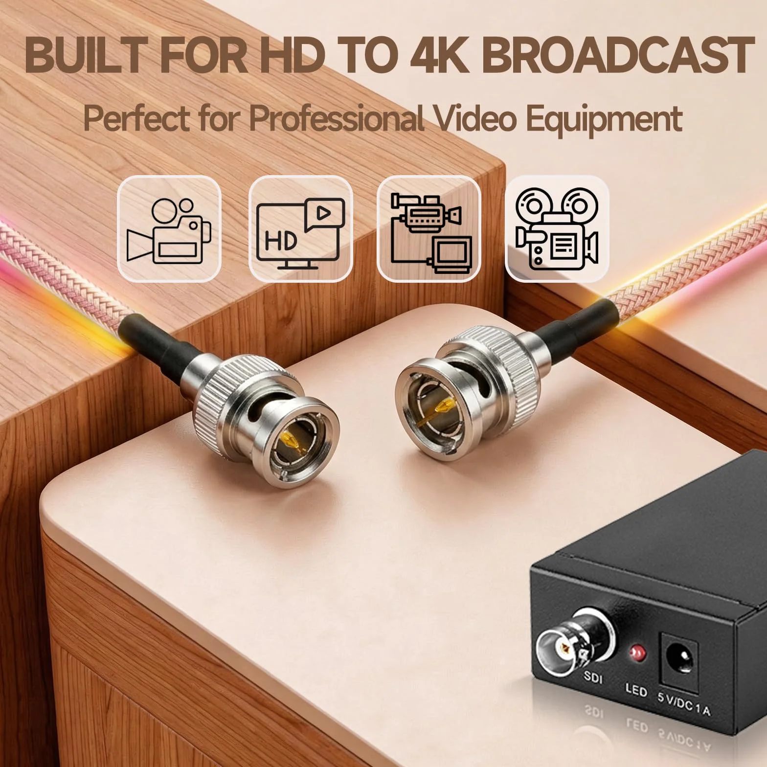 Bingfu Câble Rallonge BNC Vidéo SDI BNC Mâle vers Mâle 75 Ohm Cordon Câble Coaxial RG179 Fin 60 cm pour Moniteur Caméra SDI 4K 1080P 6G3G HD Enregistreur Caméras et équipements Vidéo