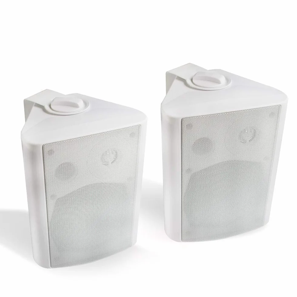 Herdio Haut-parleurs extérieurs passifs 5,25 Pouces câblés étanches, 300 Watts Haut-parleurs murales Tout Temps pour Patio, intérieur, terrasse, Jardin (1 Paire, Blanc)