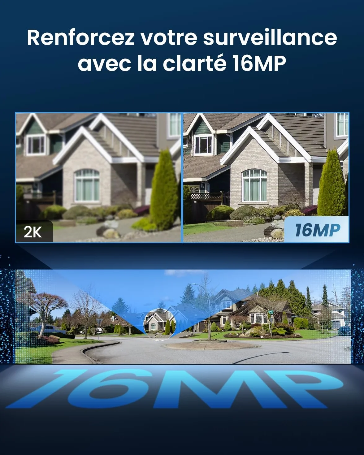 Reolink 16MP Caméra Surveillance WiFi, Panorama à 180°, Wi-Fi 6 Bi-Bande 2,4/5 GHz, Trajectoire Intégrée, Vision Nocturne Couleur, Détection Intelligente, Enregistrement 24/7, Etanche IP67, Duo 3 WiFi