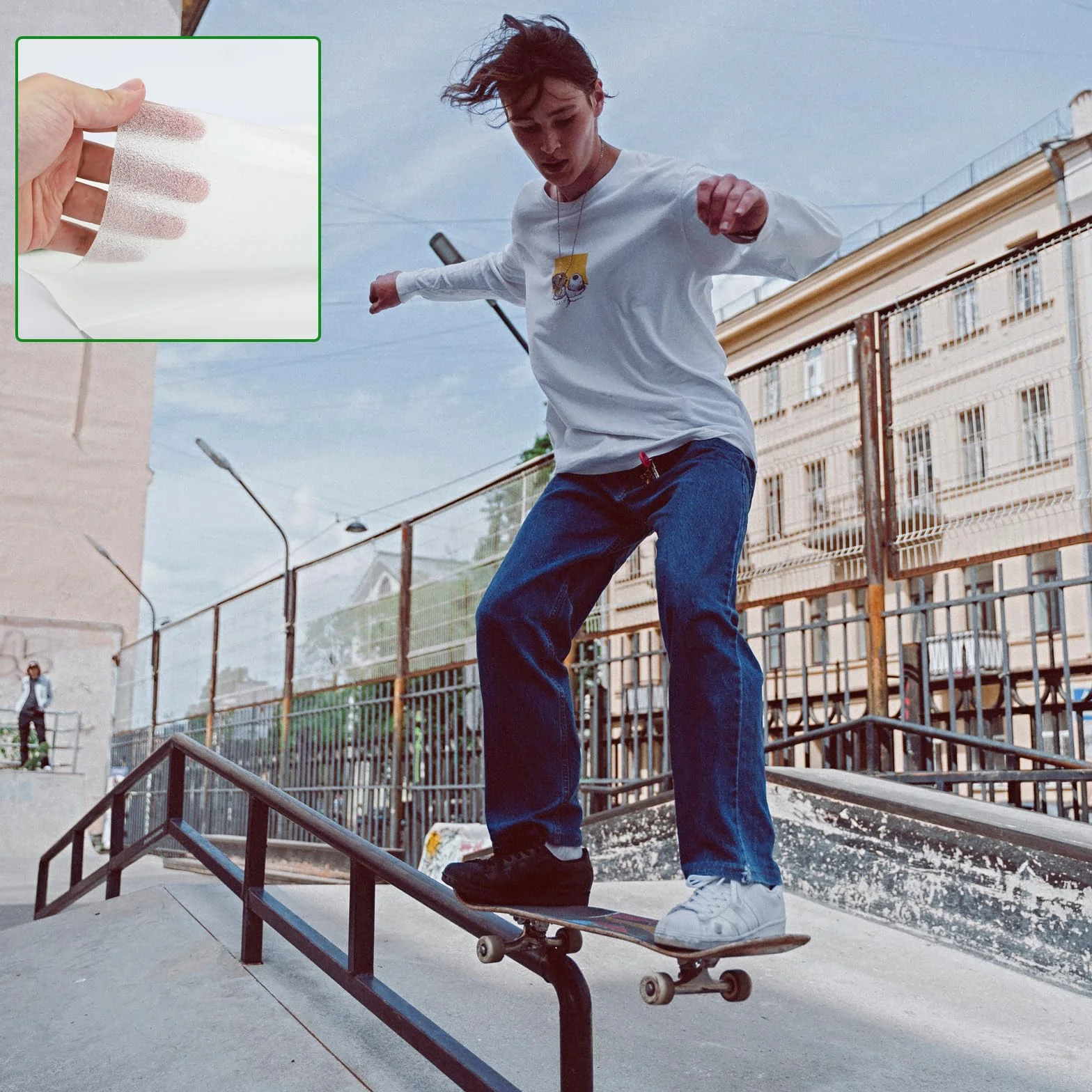 Sangle de Skateboard Transparente 33x9 Pouces Antidérapante Imperméable Grip pour Skateboard Longboard