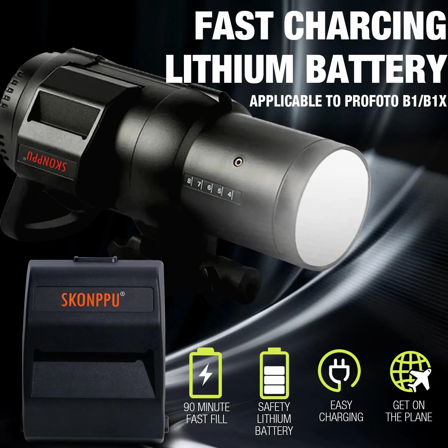 BATTIZ Batterie lithium-ion de rechange pour 100323/100399 Compatible avec les têtes de flash Profoto B1/B1X AirTTL 14,4 V 5000 mAh/72 Wh