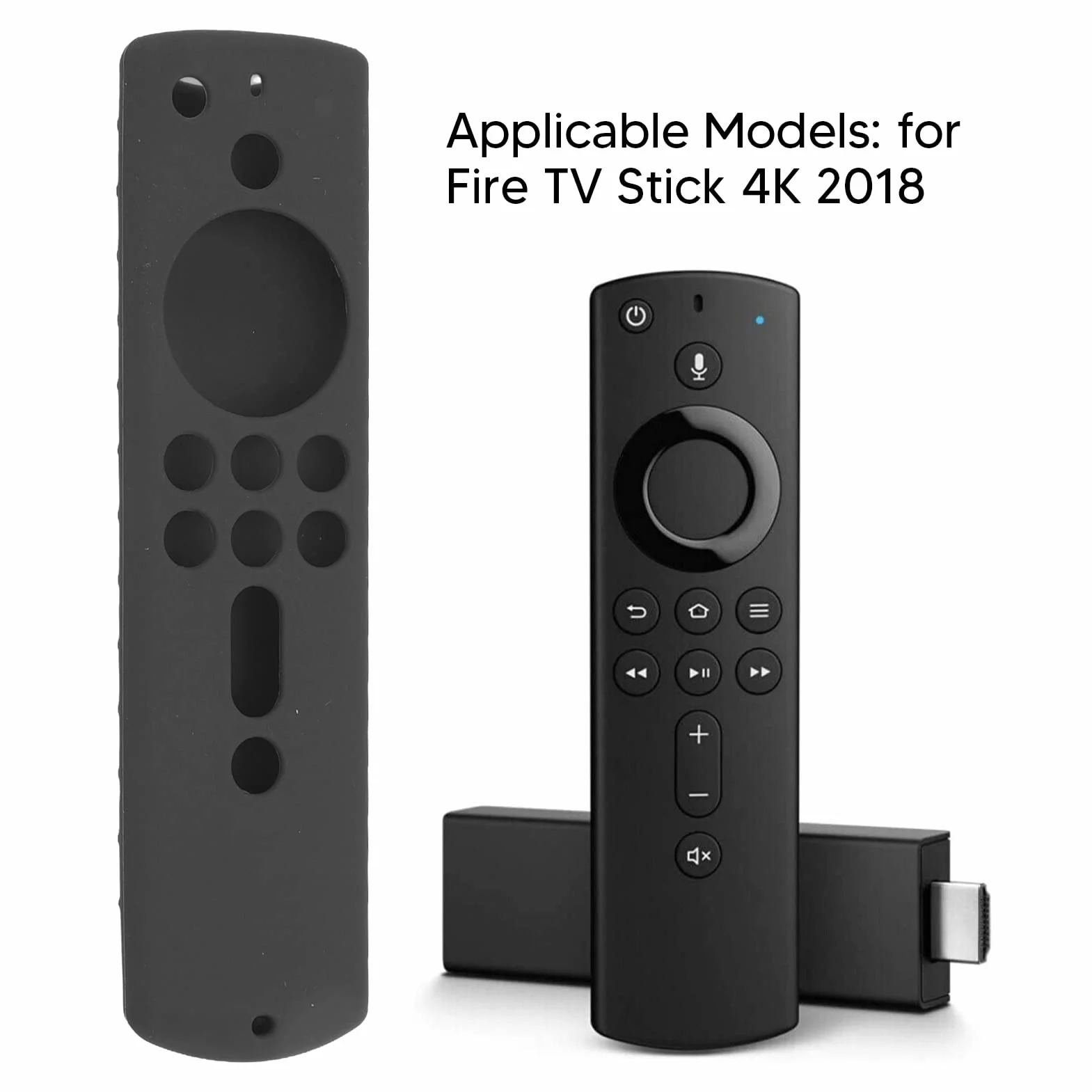Housse en Silicone Doux pour Télécommande Fire TV Cube/Stick 4K, Protection Anti-Chute, Compatible 2018, Gris