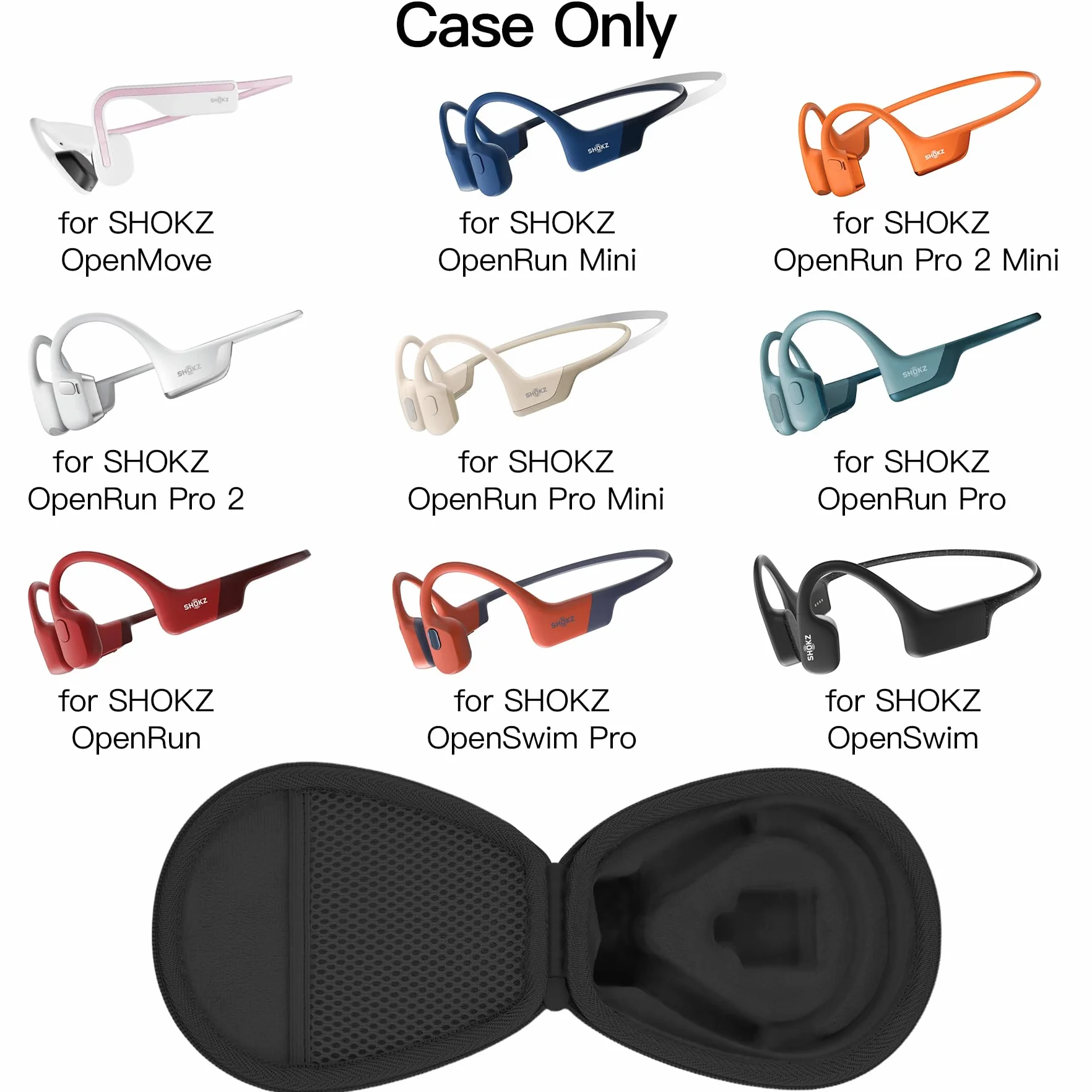 co2CREA Étui de Voyage Dur pour SHOKZ Casques de Sport sans Fil OpenRun Mini/Pro 2 Mini/OpenMove/OpenSwim/OpenSwim Pro