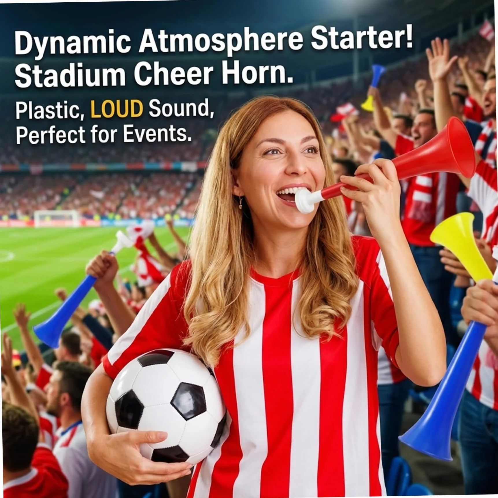Klaxon de stade 10 pièces, soufflage plastique puissant Vuvuzela pour événements sportifs et football