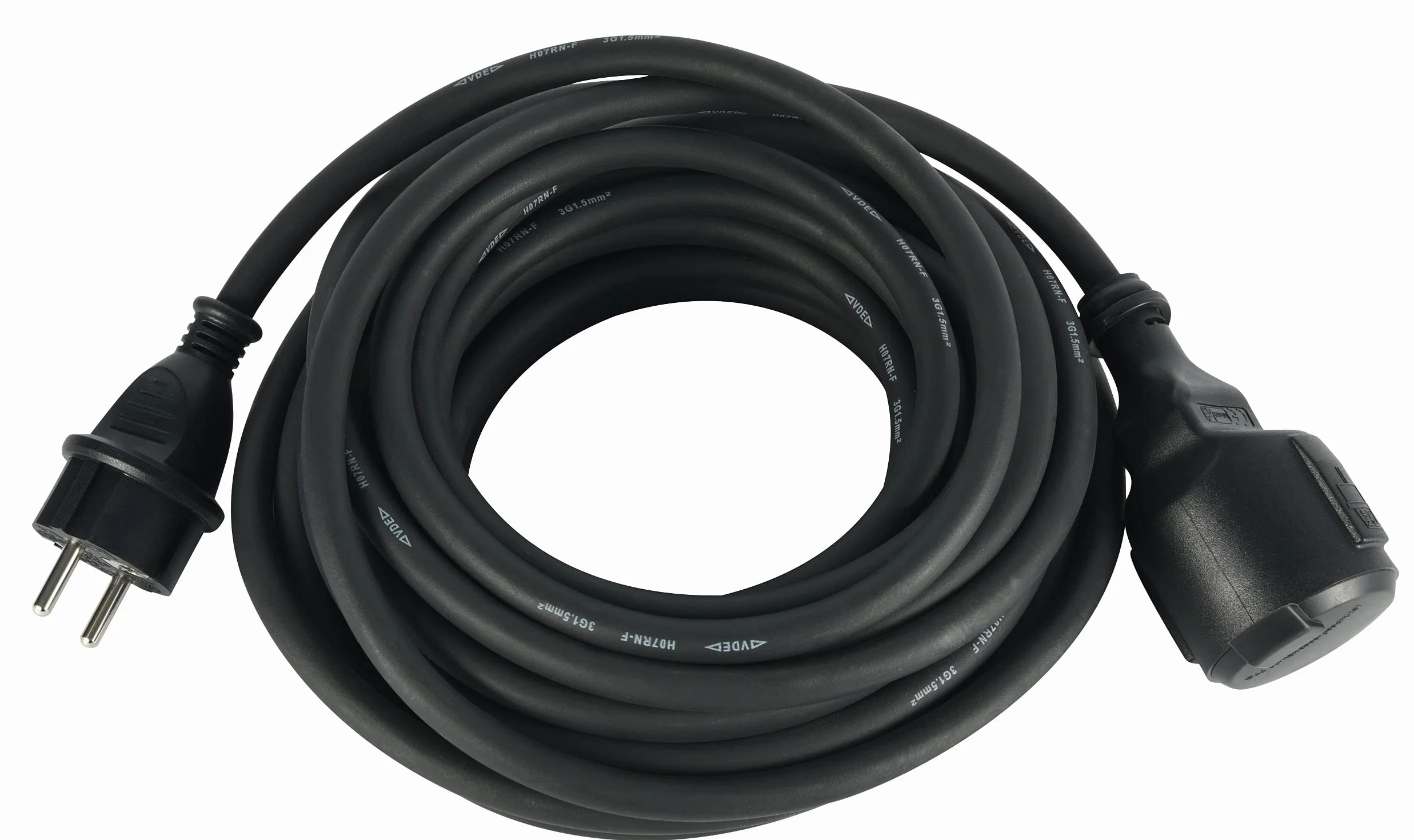 Electraline Rallonge électrique IP44 H07RN-F 3G2.5 16A 5m Noir pour Chantiers et Extérieur