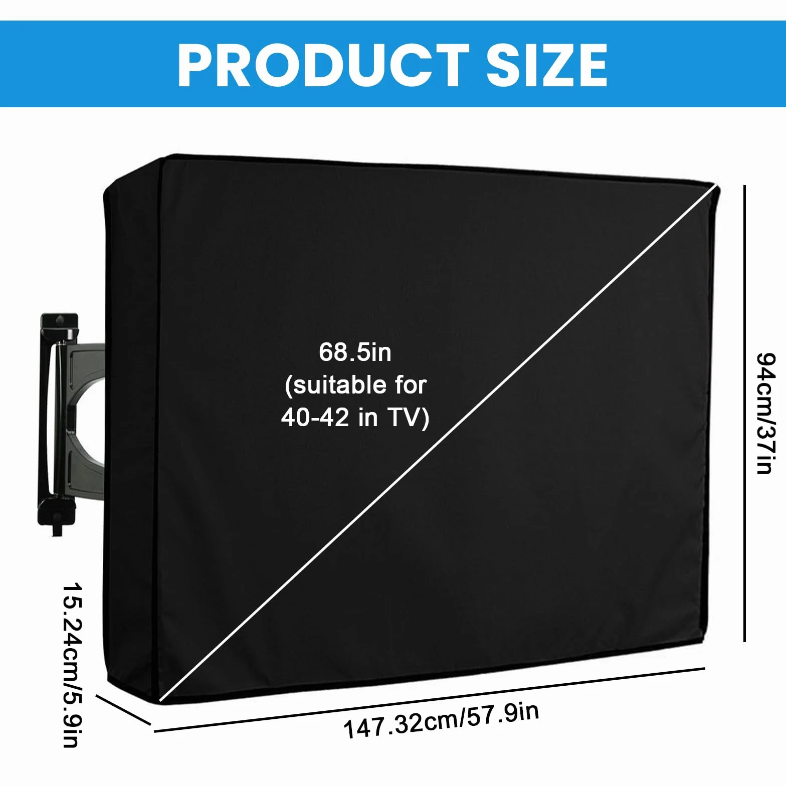 Housse de protection d'écran pour TV 40-42 pouces Oxford 210D étanche universel