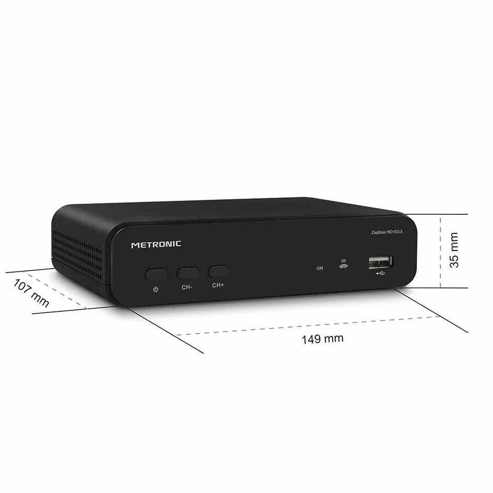 Metronic 441655 Décodeur TNT Full HD Zapbox HD-So.4 avec Port USB - Récépteur Enregistreur Chaines Gratuites - Port USB, HDMI, Ethernet, Péritel- Télécommande - Noir