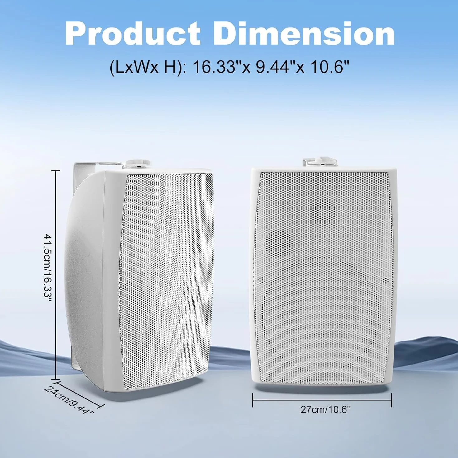Herdio 8 Pouces 600W Haut-Parleur Bluetooth extérieur, étanche Enceintes d'extérieur, Haut-Parleur Mural résistant avec Paire TWS | Convient aux Grands espaces (Blanc)
