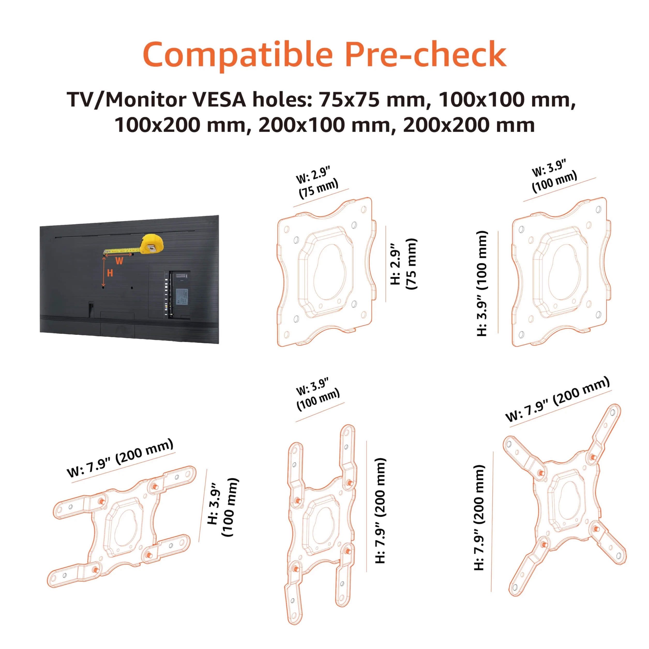 Amazon Basics Support Mural Pour Téléviseur, Mouvement Complet, Pivotant et Inclinable, Pour Téléviseurs ou Écrans Plats et Incurvés 12 à 40 Pouces Jusqu’à 36kg, Support TV, VESA max. 200x200mm, Noir