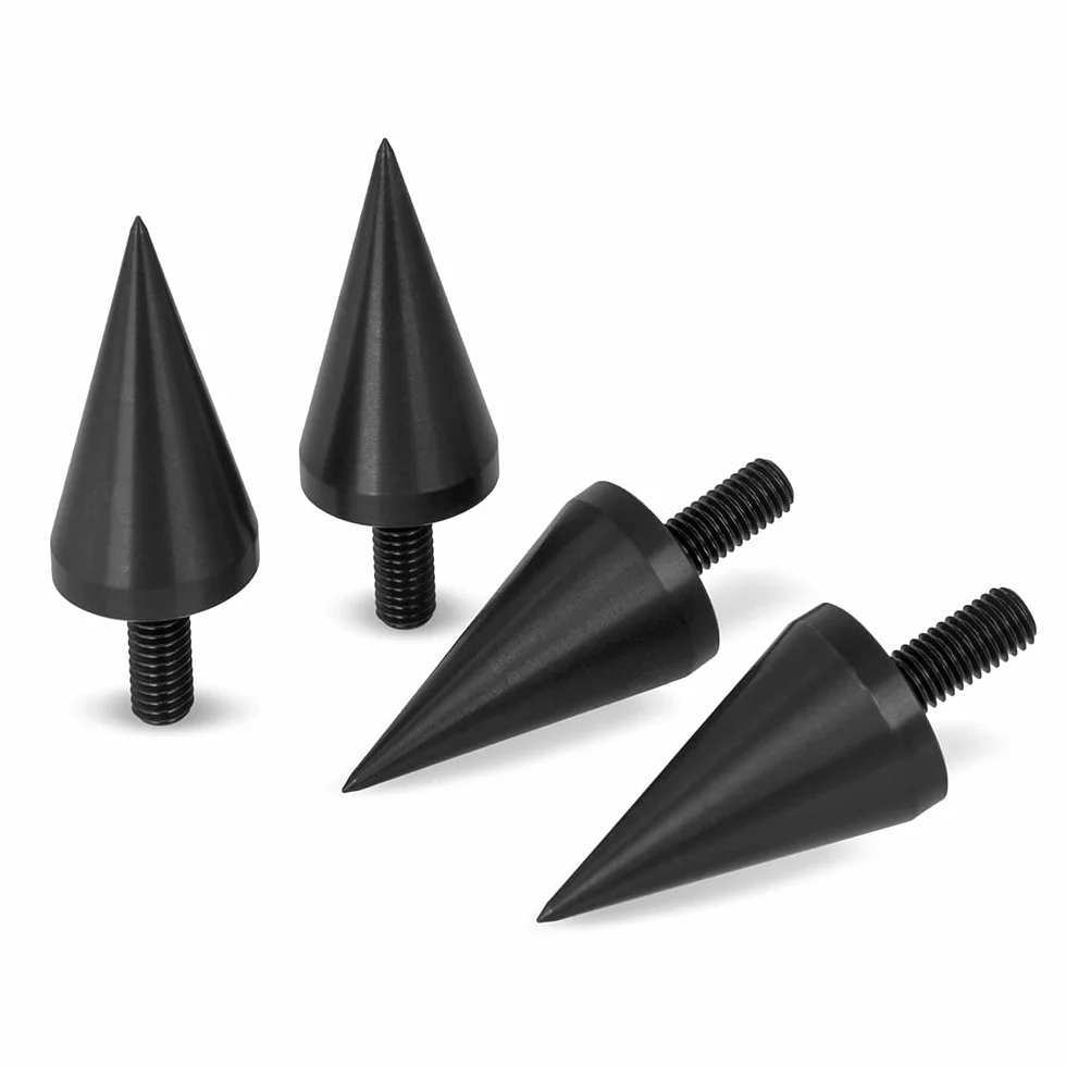 PrecisionGeek Aluminium anodisé Noir M10 Haut-Parleur Pointes de Découplage/Cônes - Lot de 4