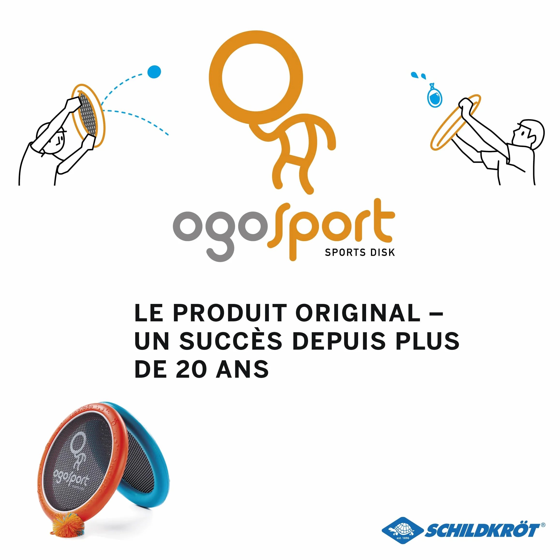 Schildkröt OGO Sport 2 Disques Extra-Larges Ogo Ø38cm, 1 Balle, Orange/Bleu/Noir