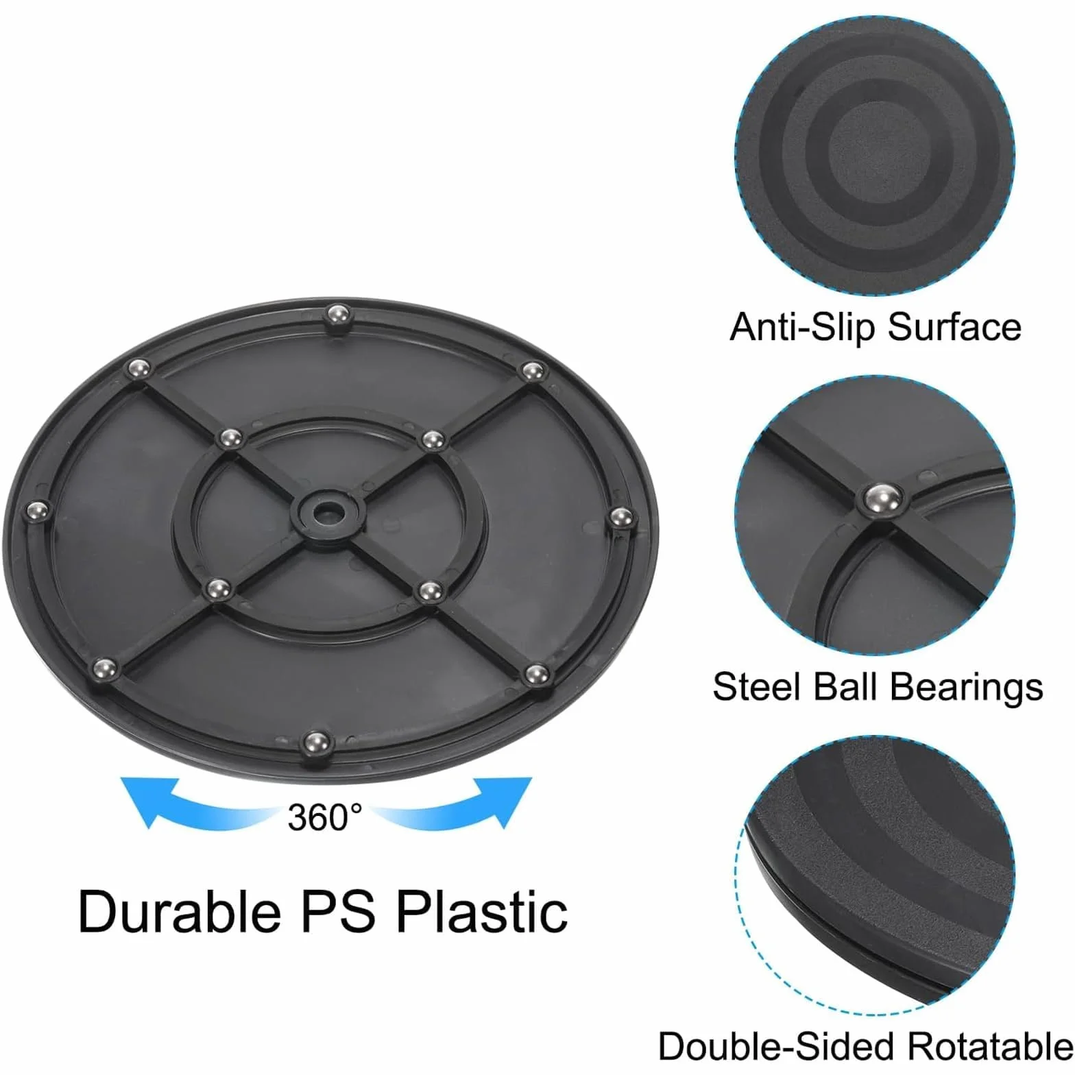2 PCS Plateau Tournant Universel de 20 cm, Capacité de Charge du Plateau tournant TV 20KG, Rotatif à 360°, pour Les Plantes en Pot, Les Haut-Parleurs, Les Ordinateurs Portables, Les Moniteurs, Les T